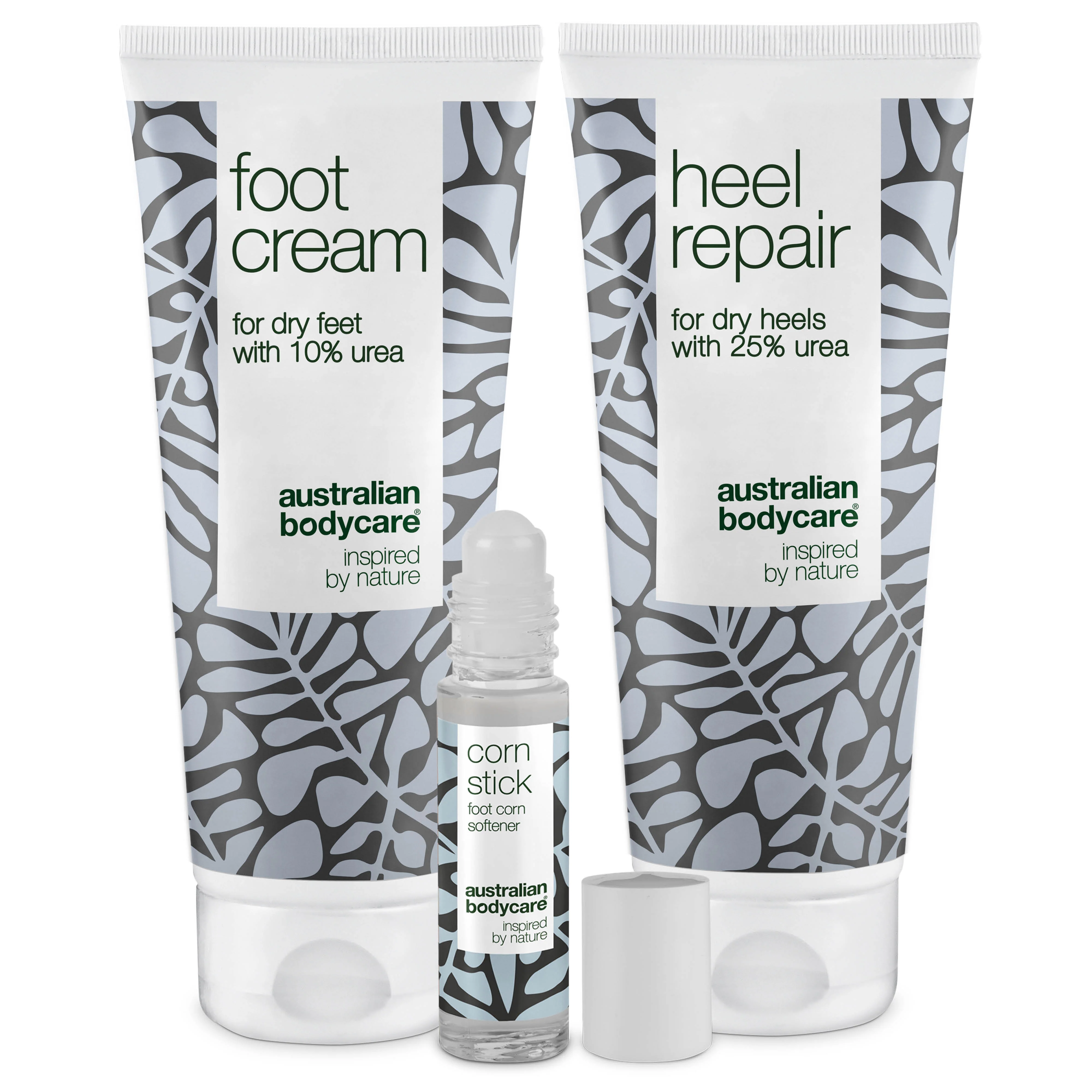 3 Produkte für Schwielen und Hühneraugen am Fuß — Fußcreme, Fersencreme und Hühneraugenstift für trockene Füße.