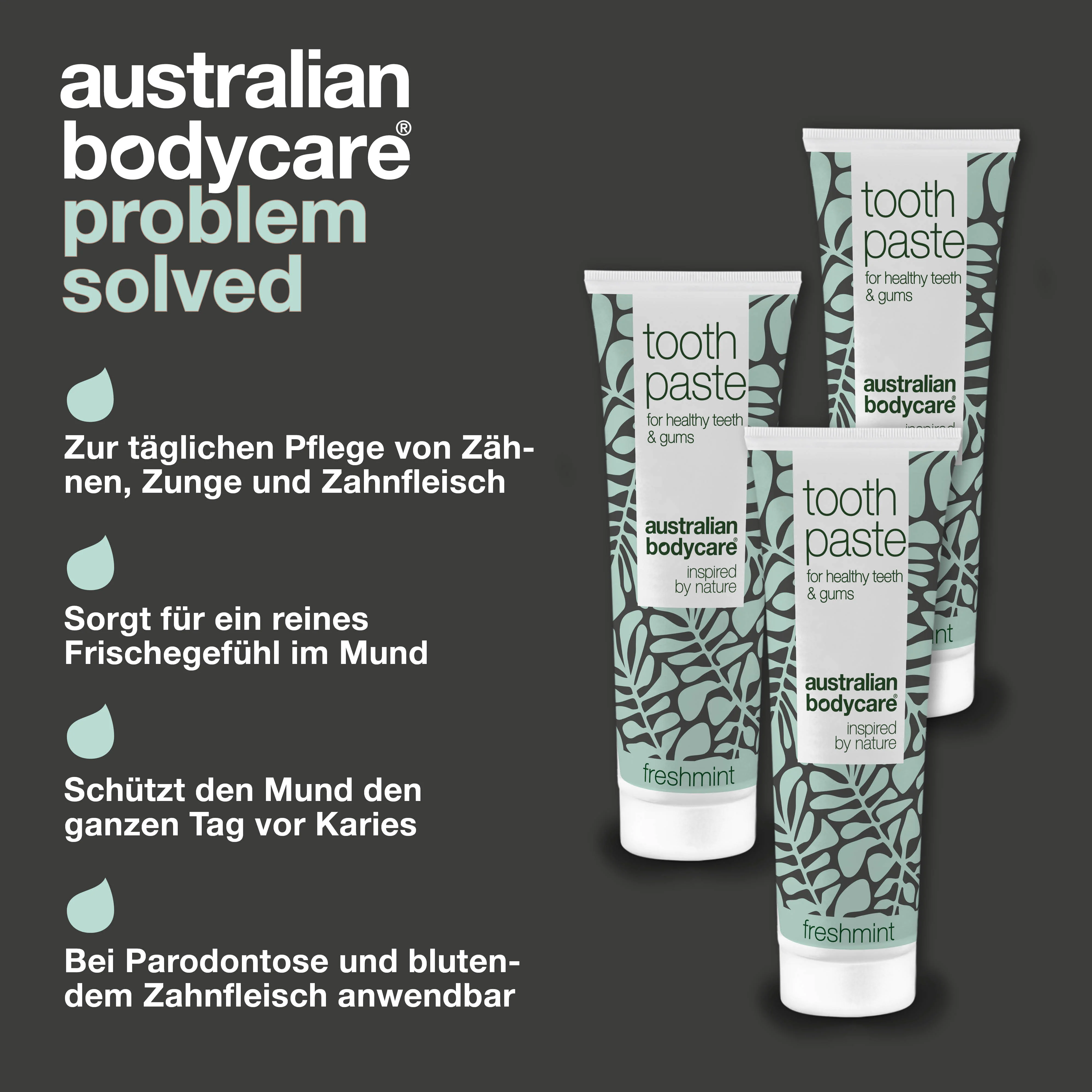 3 x Teebaumöl Zahnpasta mit frischer Minze — Zur täglichen Pflege bei Pilz im Mund und auf der Zunge oder Zahnfleischentzündungen - Image 3
