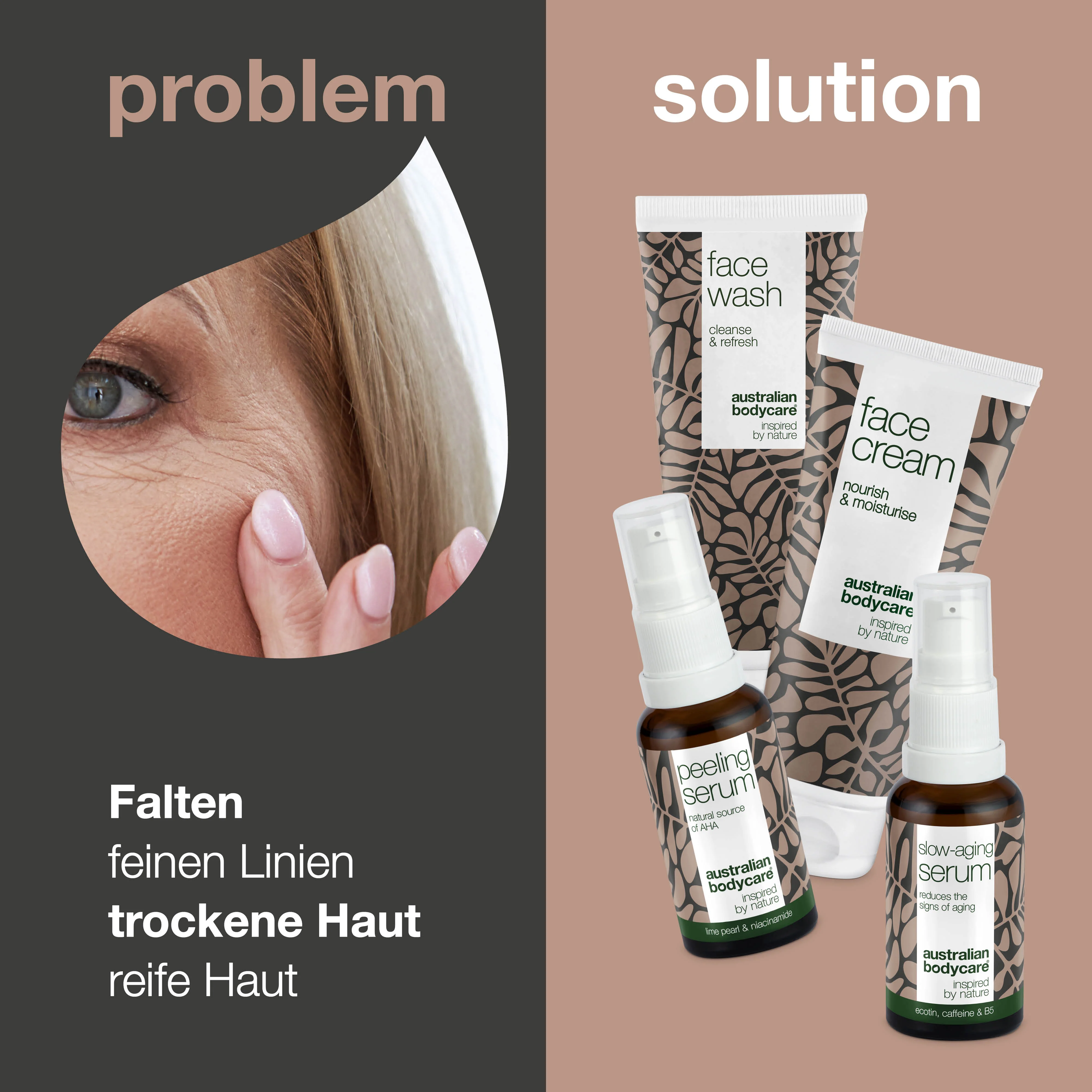 4er Paket mit Anti-Age Produkten für reife Haut (50+) — Anti-Age Serum, Peeling Serum, Reinigung und Gesichtscreme gegen Falten - Image 2