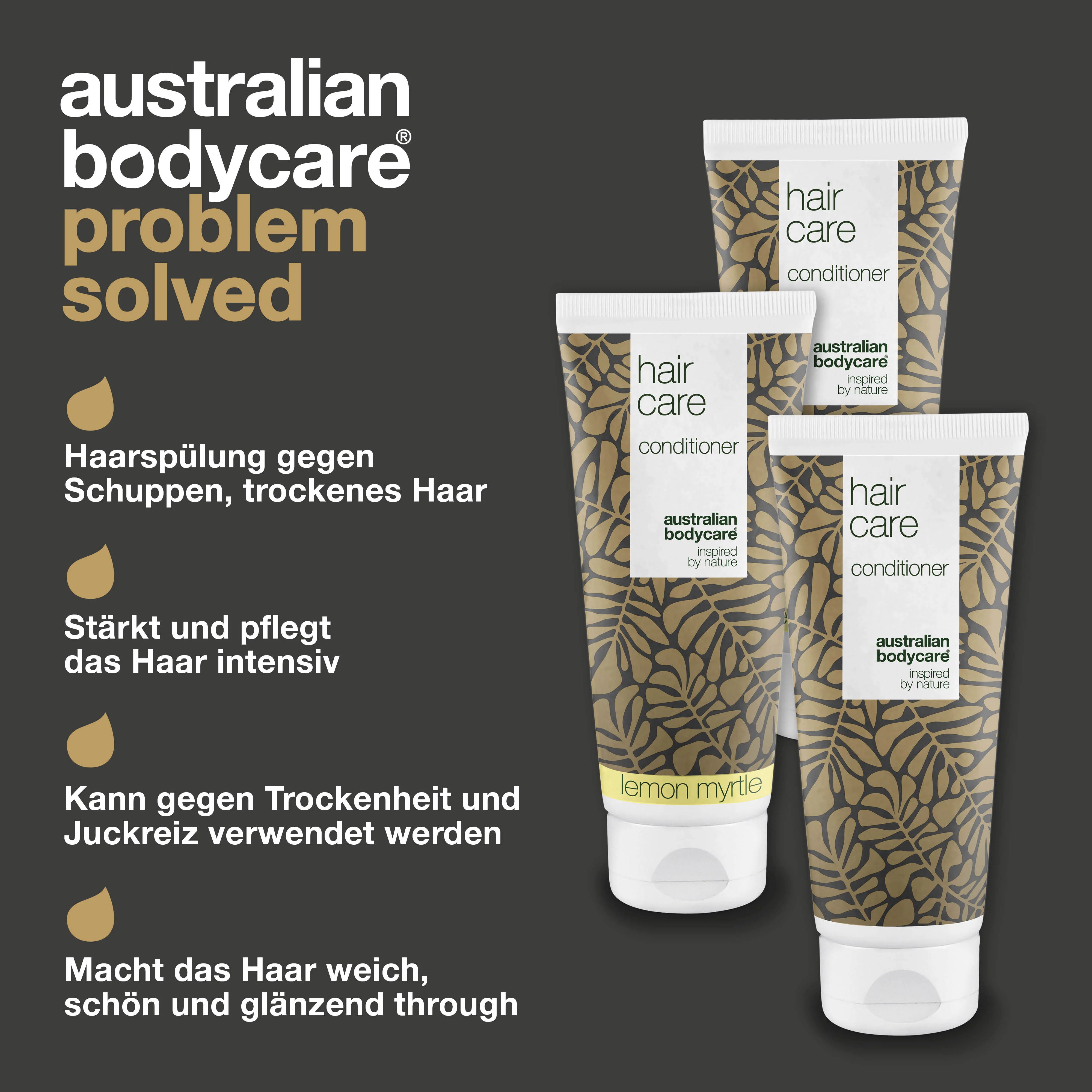 3 Hair Care Spülung - Angebotspaket — Angebotspaket mit 3 Haarspülungen (200 ml): Teebaumöl & Lemon Myrtle - Image 3