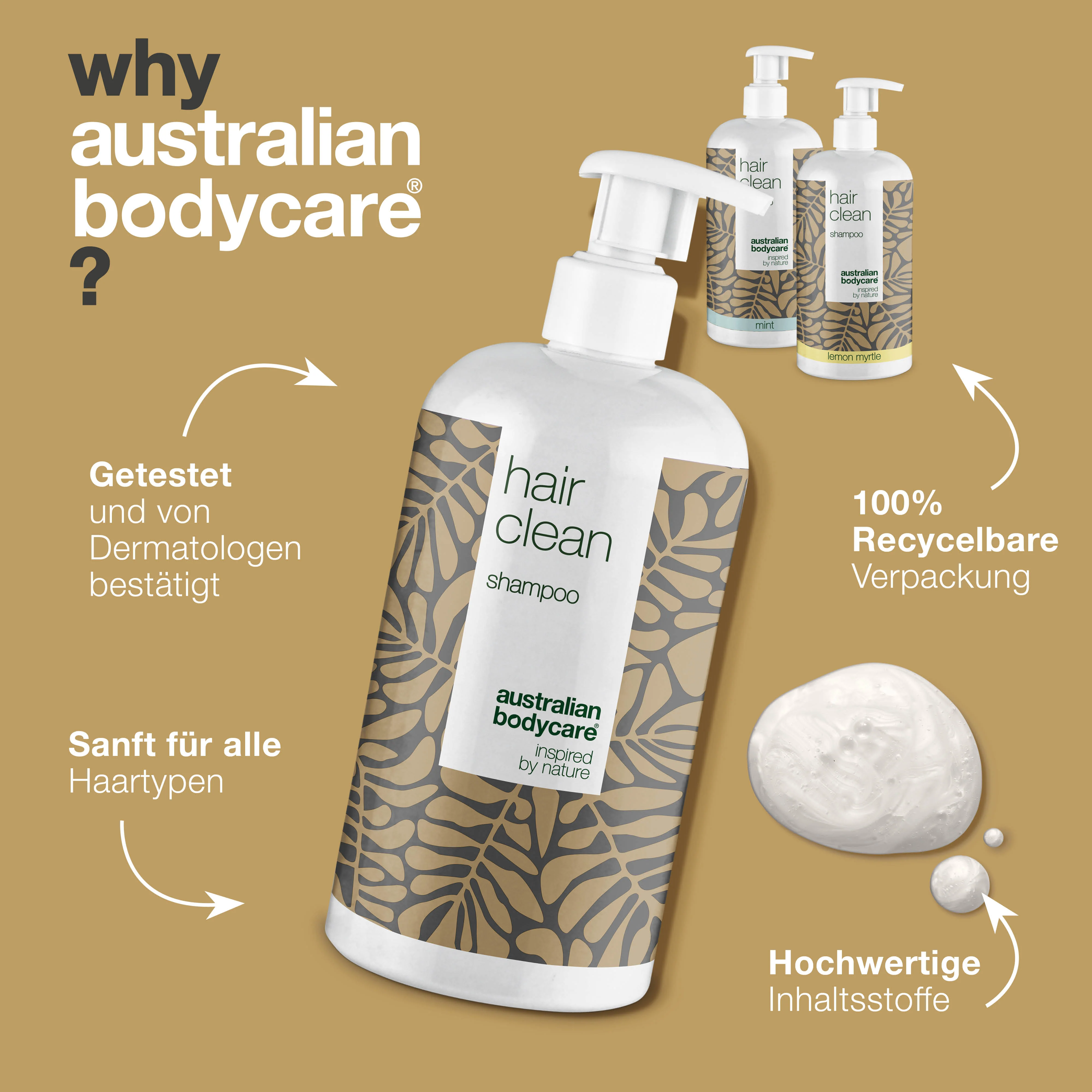3 Hair Clean shampoo - Angebotspaket — Angebotspaket mit 3 Shampoos 500 ml: Teebaumöl, Lemon Myrtle & Mint - Image 4