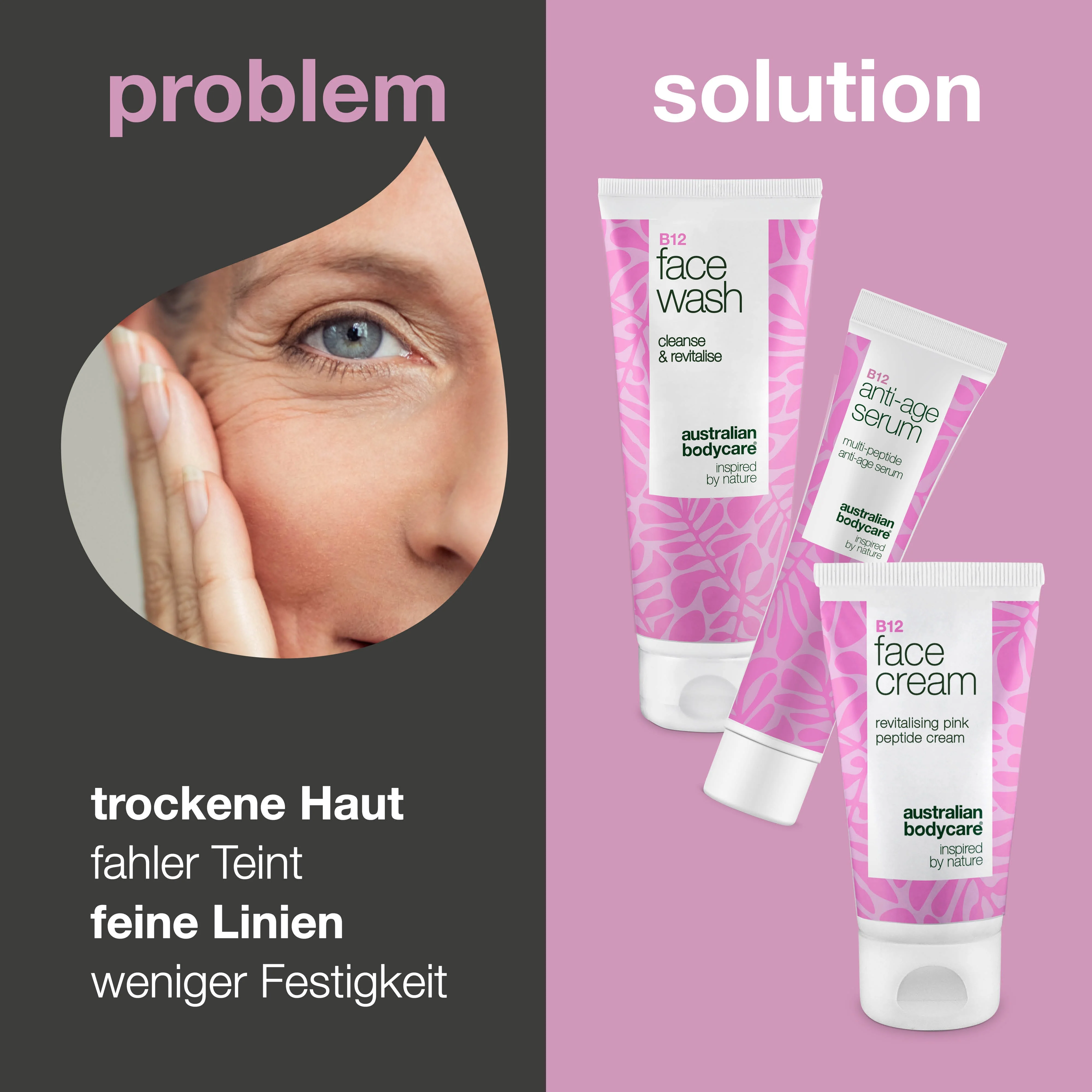 Gesichtsreiniger, Serum und Creme mit B12 für reife Haut — B12 für reife Haut. Reiniger, Serum und Creme für feste, strahlende Haut. - Image 2