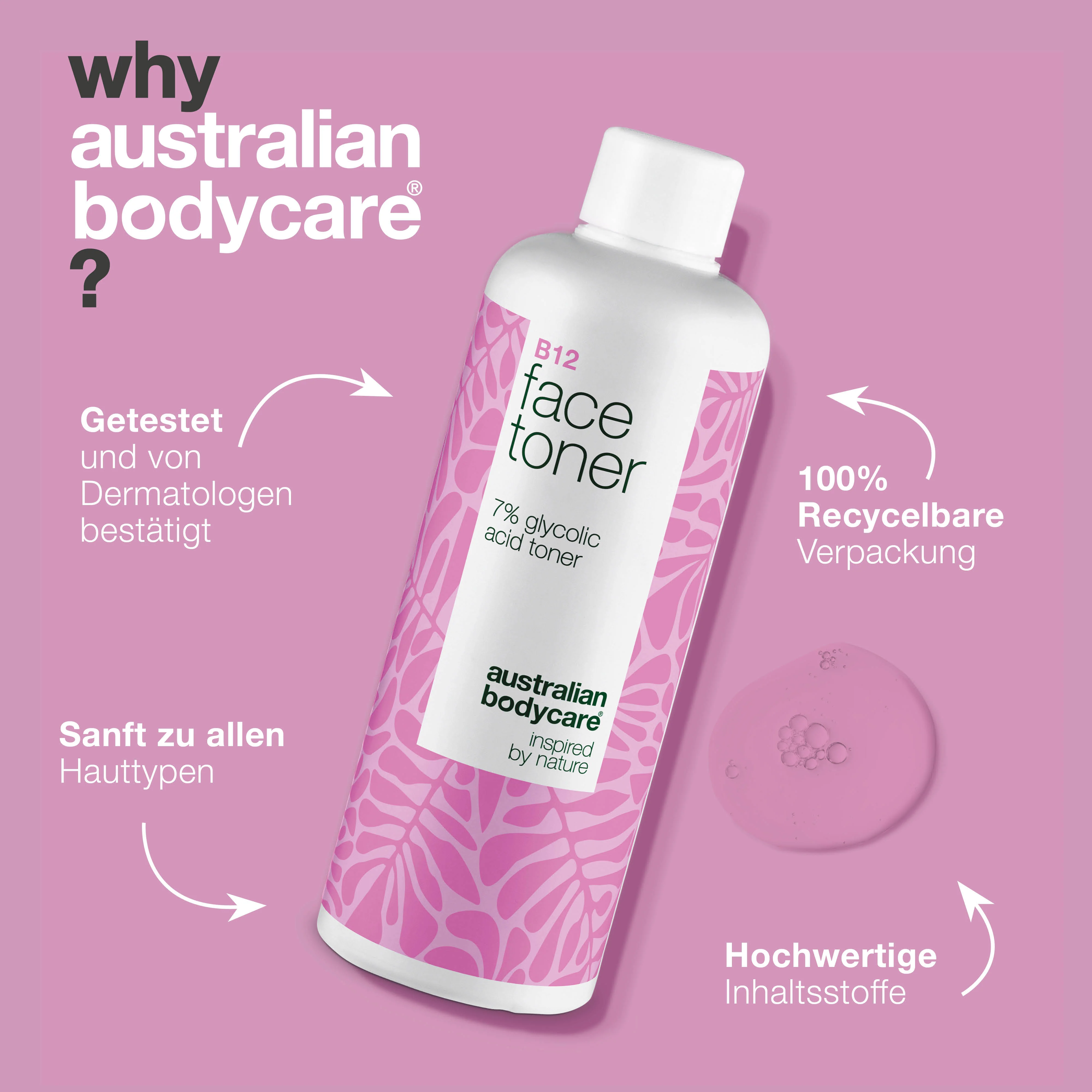 Gesichtstoner mit B12 und 7% Glycolic Acid für glatte Haut — Exfolierender Toner mit B12 und 7% Glycolic Acid für ein glattes, frisches Hautbild und natürliche Ausstrahlung. - Image 4