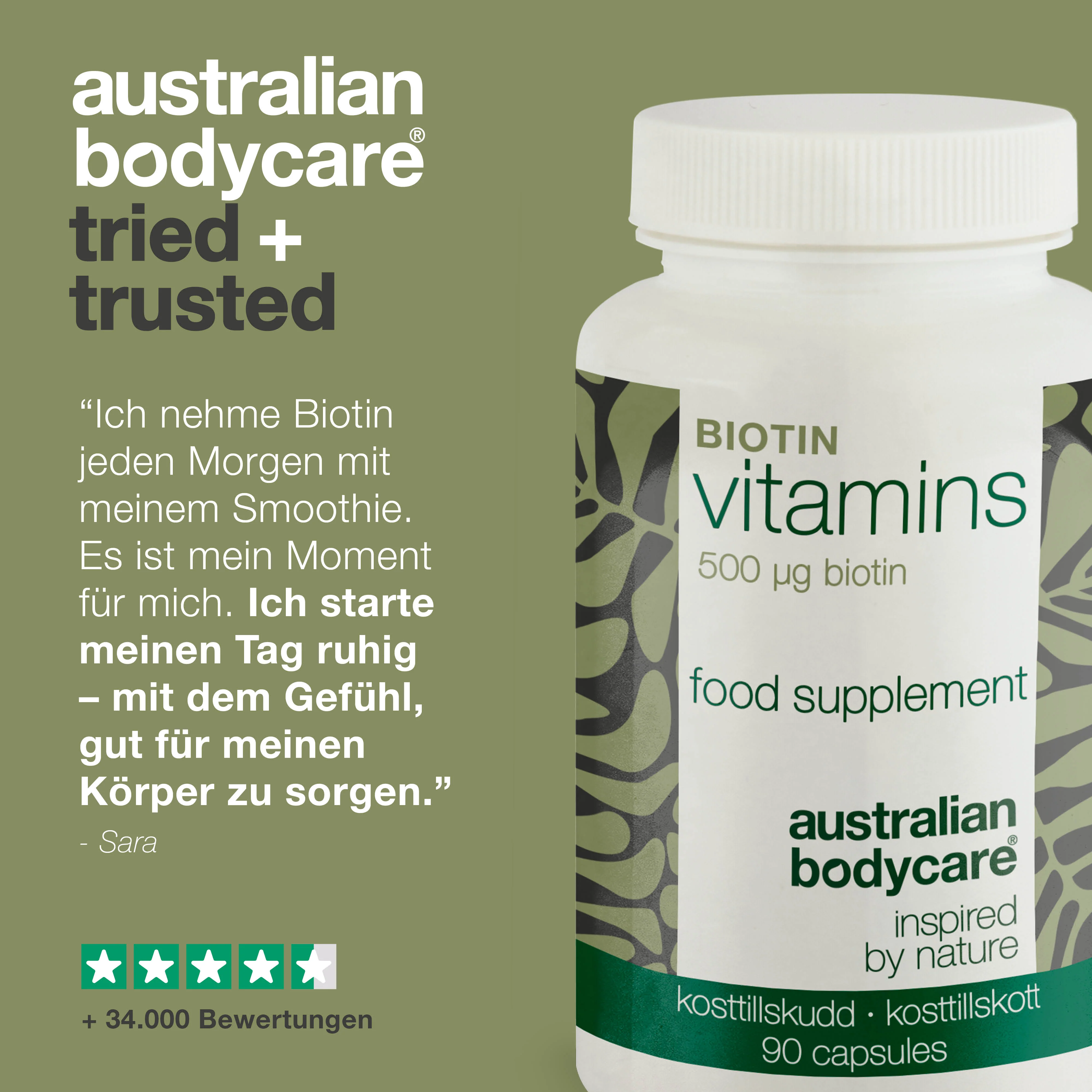 Biotinpräparat 500 µg – Vitamin B7 – 90 Stück — Biotinpräparat mit 500 µg Vitamin B7 für die tägliche Pflege von Haut, Haar und Schleimhäuten. Mit Biotin, Alfalfa und Cellulose. - Image 5