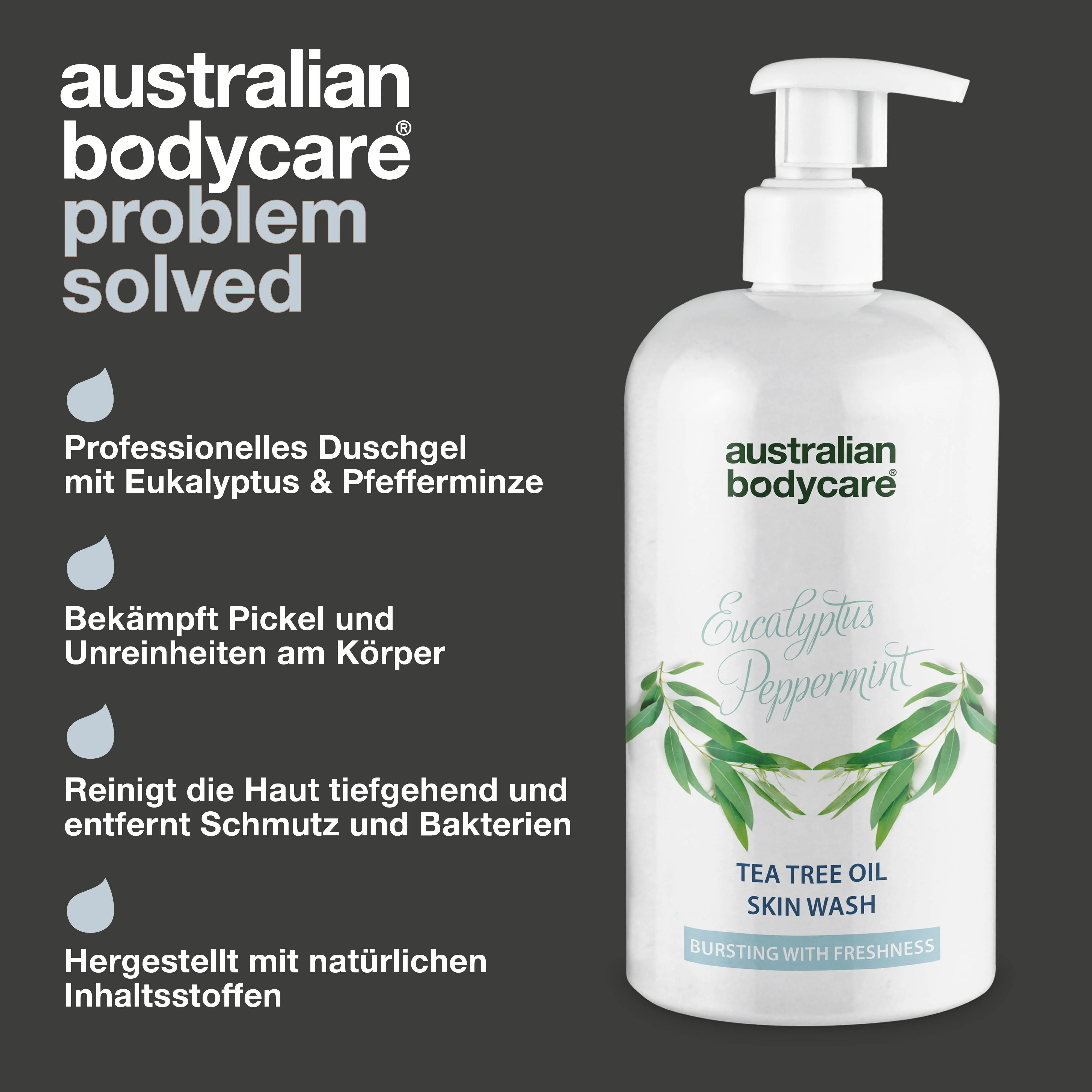Professionelle Eucalyptus Peppermint Skin Wash — Duschgel für den professionellen Gebrauch mit natürlichem Teebaumöl und australischem Eukalyptus - Image 3
