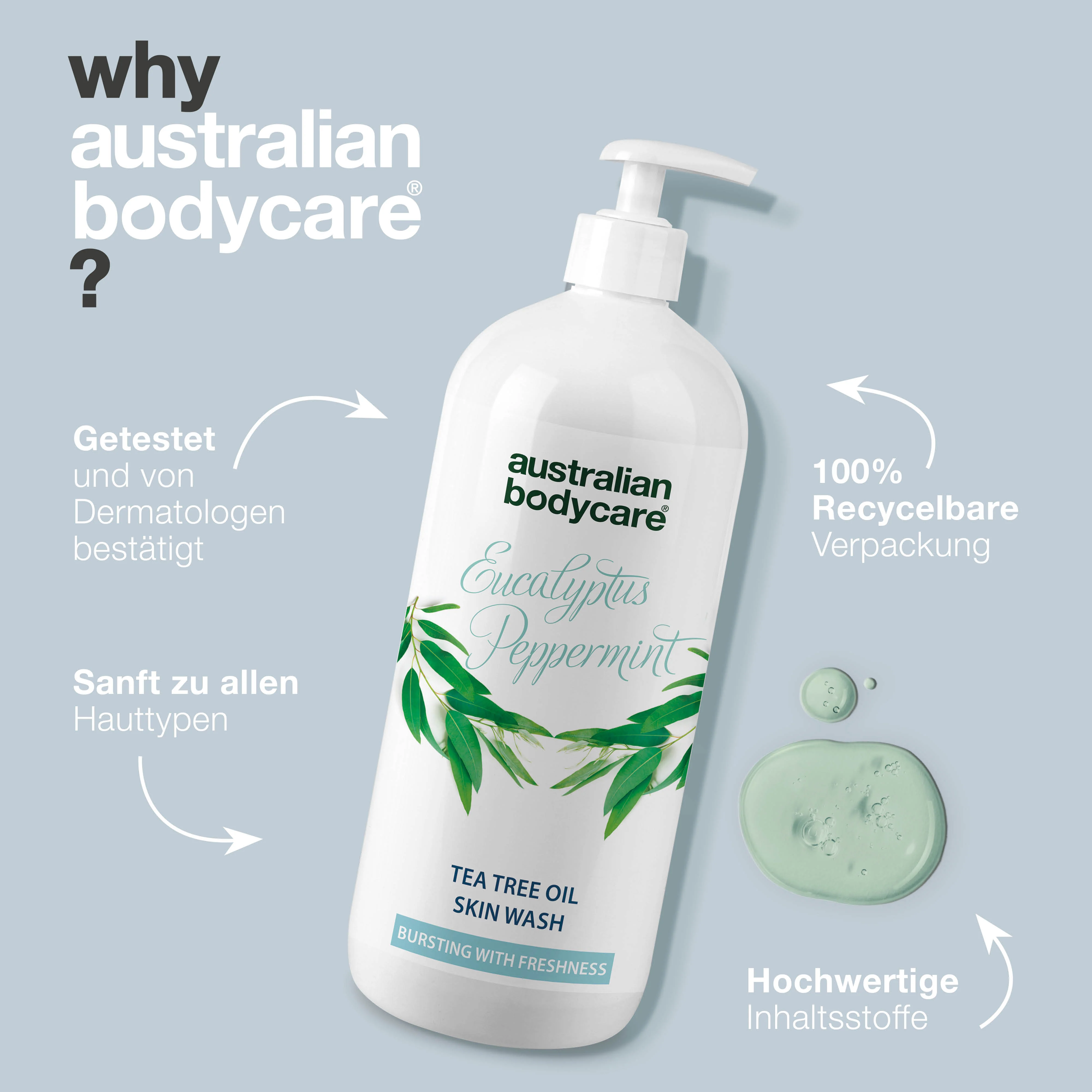 Professionelle Eucalyptus Peppermint Skin Wash — Duschgel für den professionellen Gebrauch mit natürlichem Teebaumöl und australischem Eukalyptus - Image 4