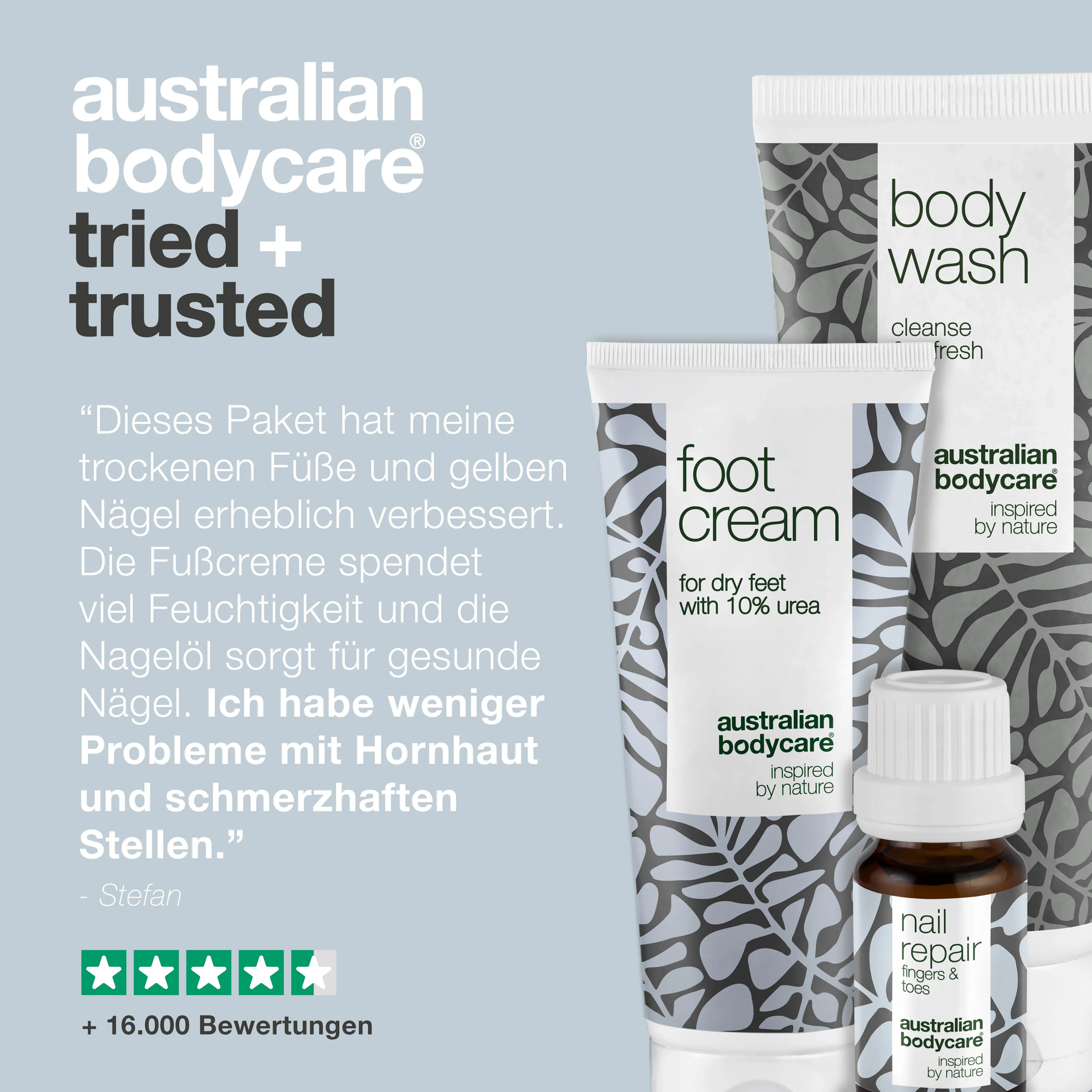 Fußpflege Set — 3 Produkte für die tägliche Pflege von trockenen Füßen und gelben Nägeln - Image 5