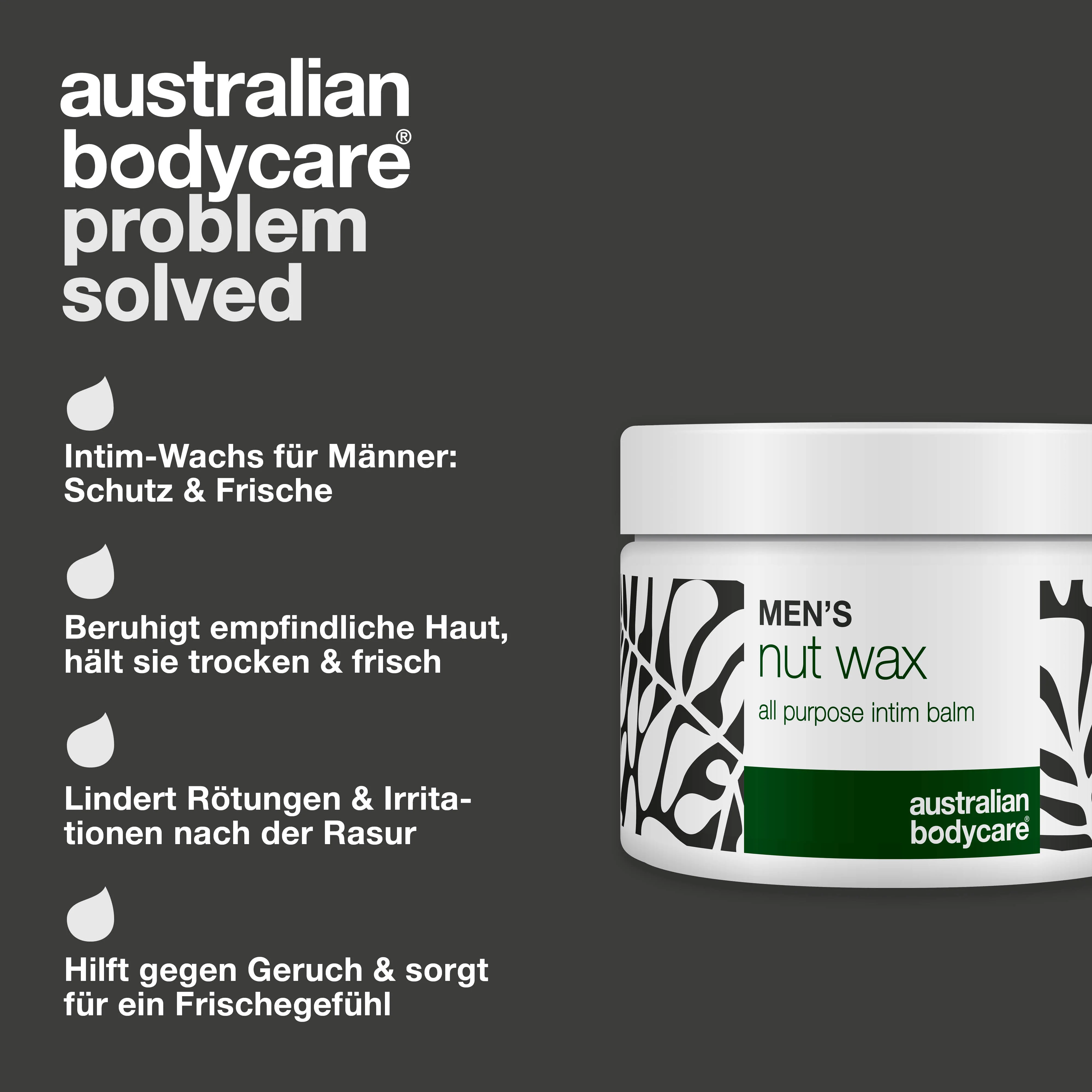 Nut Wax für Männer – gegen Schweiß, Reibung und Geruch — Intimpflege-Balsam für Männer reduziert Schweiß, Reibung und Geruch. Pflegt empfindliche Haut mit Sheabutter und Bisabolol. - Image 3