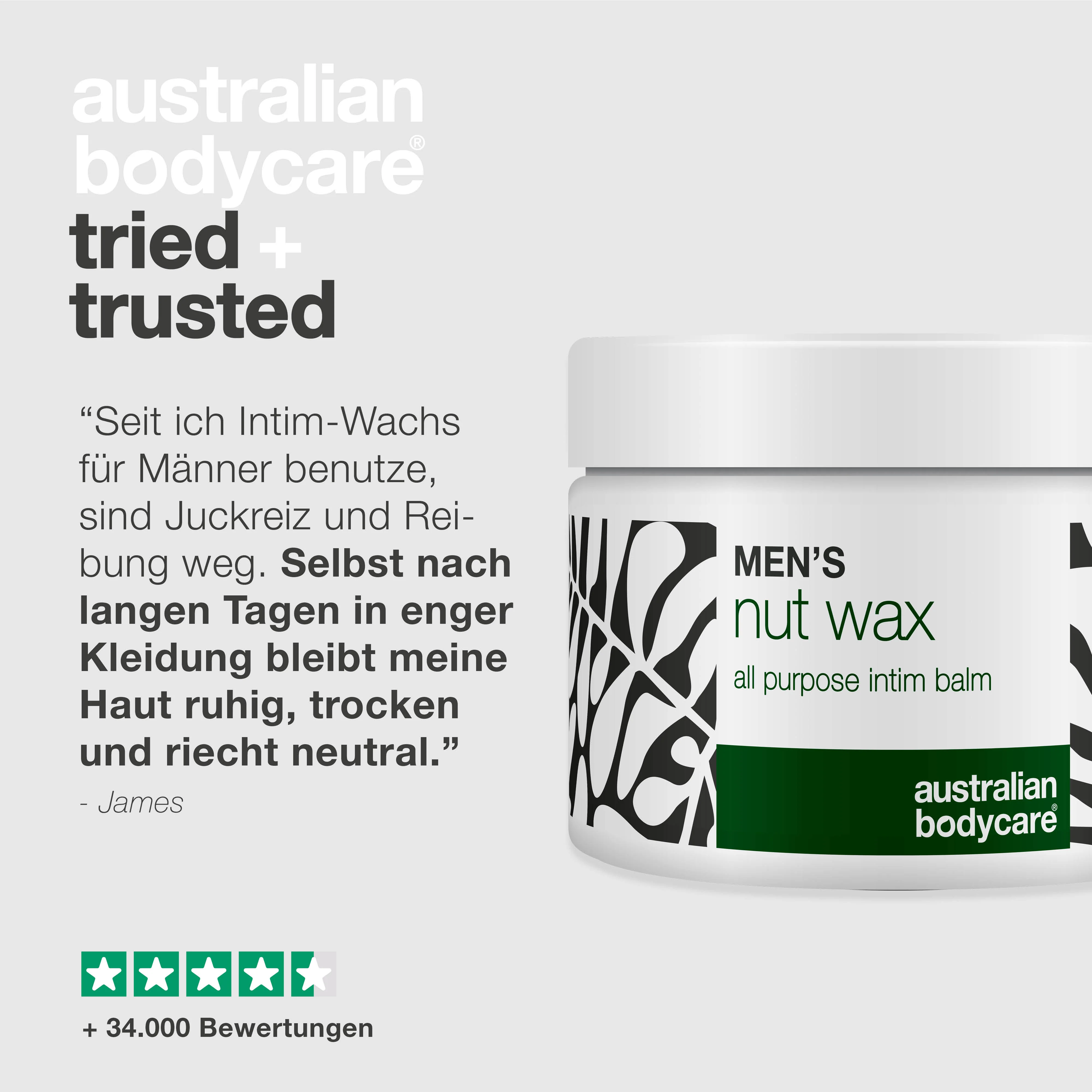 Nut Wax für Männer – gegen Schweiß, Reibung und Geruch — Intimpflege-Balsam für Männer reduziert Schweiß, Reibung und Geruch. Pflegt empfindliche Haut mit Sheabutter und Bisabolol. - Image 5