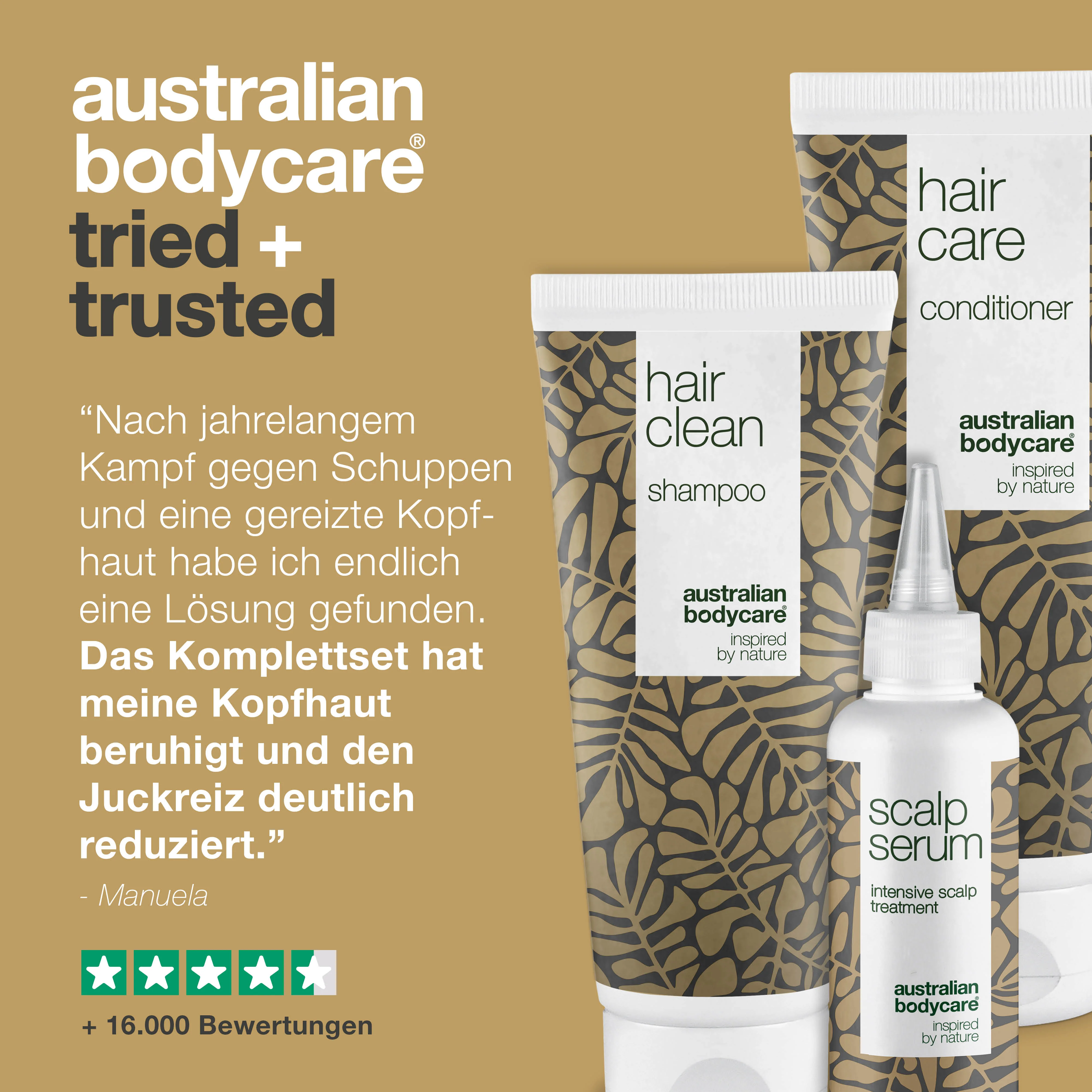 Kopfhautpflege 3er Set — Anti Schuppen Shampoo, Kopfhautserum & Conditioner mit Teebaumöl gegen juckende, trockene Kopfhaut & Schuppen - Image 5