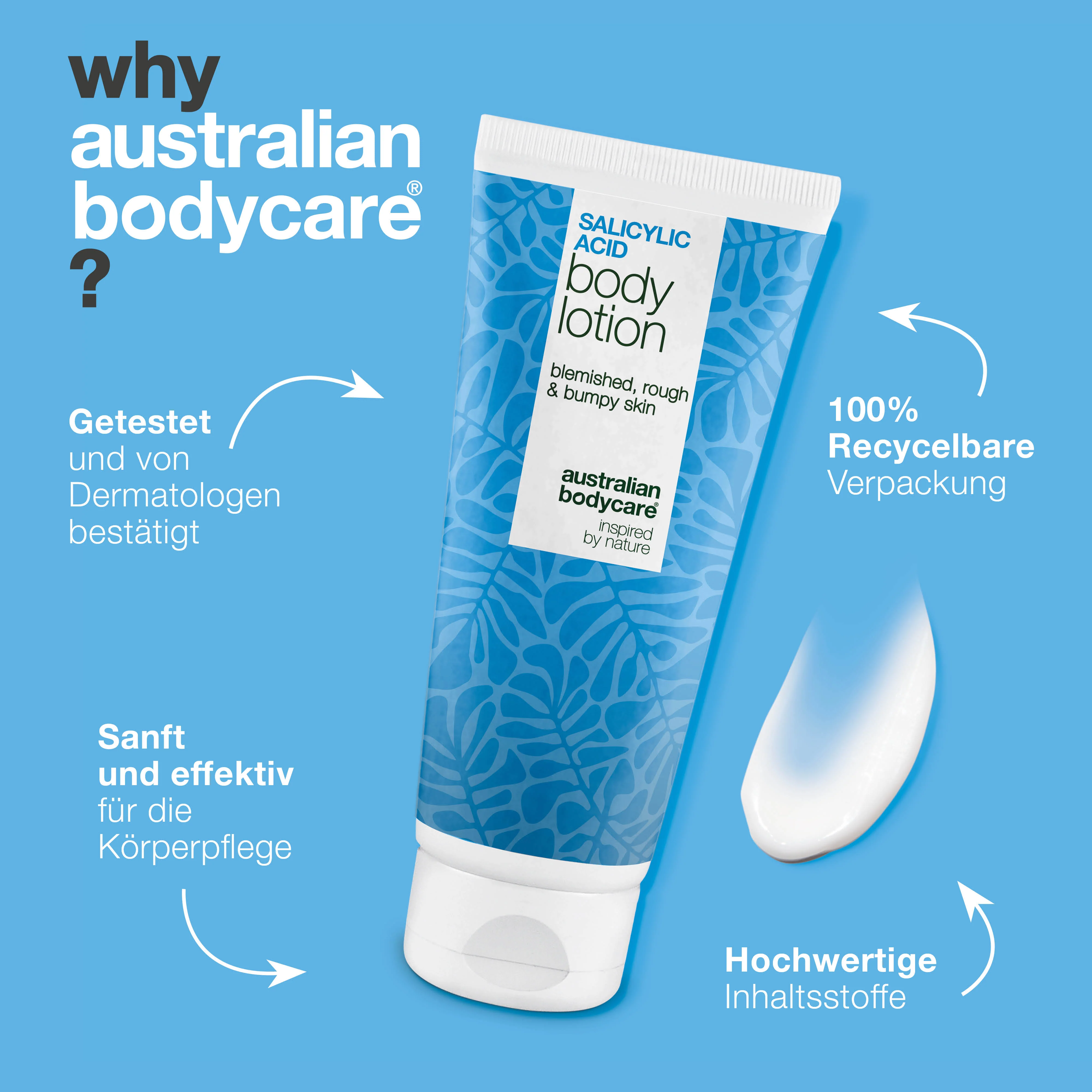 Körperlotion mit Salicylsäure – für trockene und raue Haut — Body Lotion mit Salicylsäure exfoliert sanft, spendet Feuchtigkeit und sorgt für eine glatte, weiche Haut. Ideal für die tägliche Pflege. - Image 4