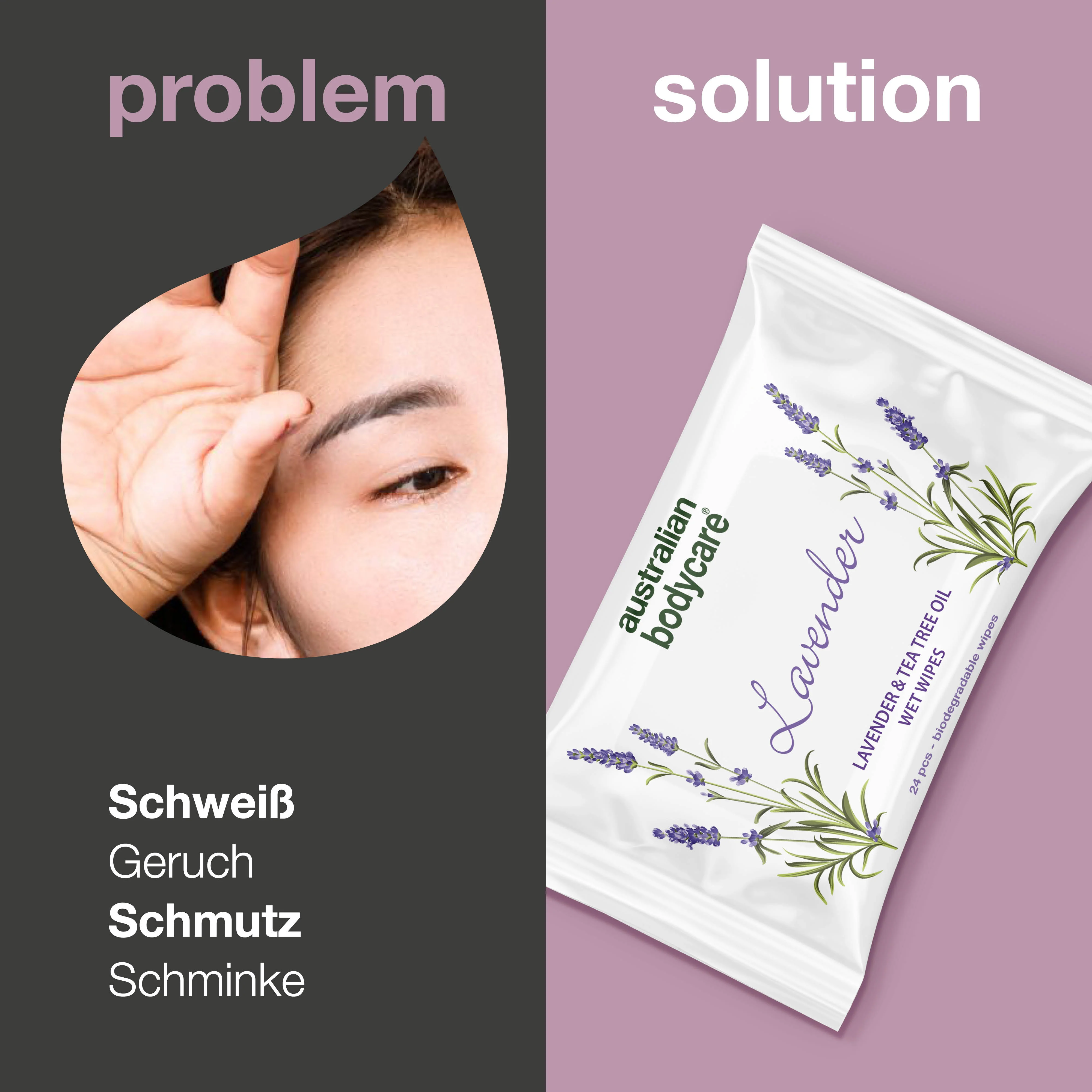 Erfrischende Feuchttücher mit Lavendel & Teebaumöl 24 Stück — Als Erfrischung zwischendurch - Image 2