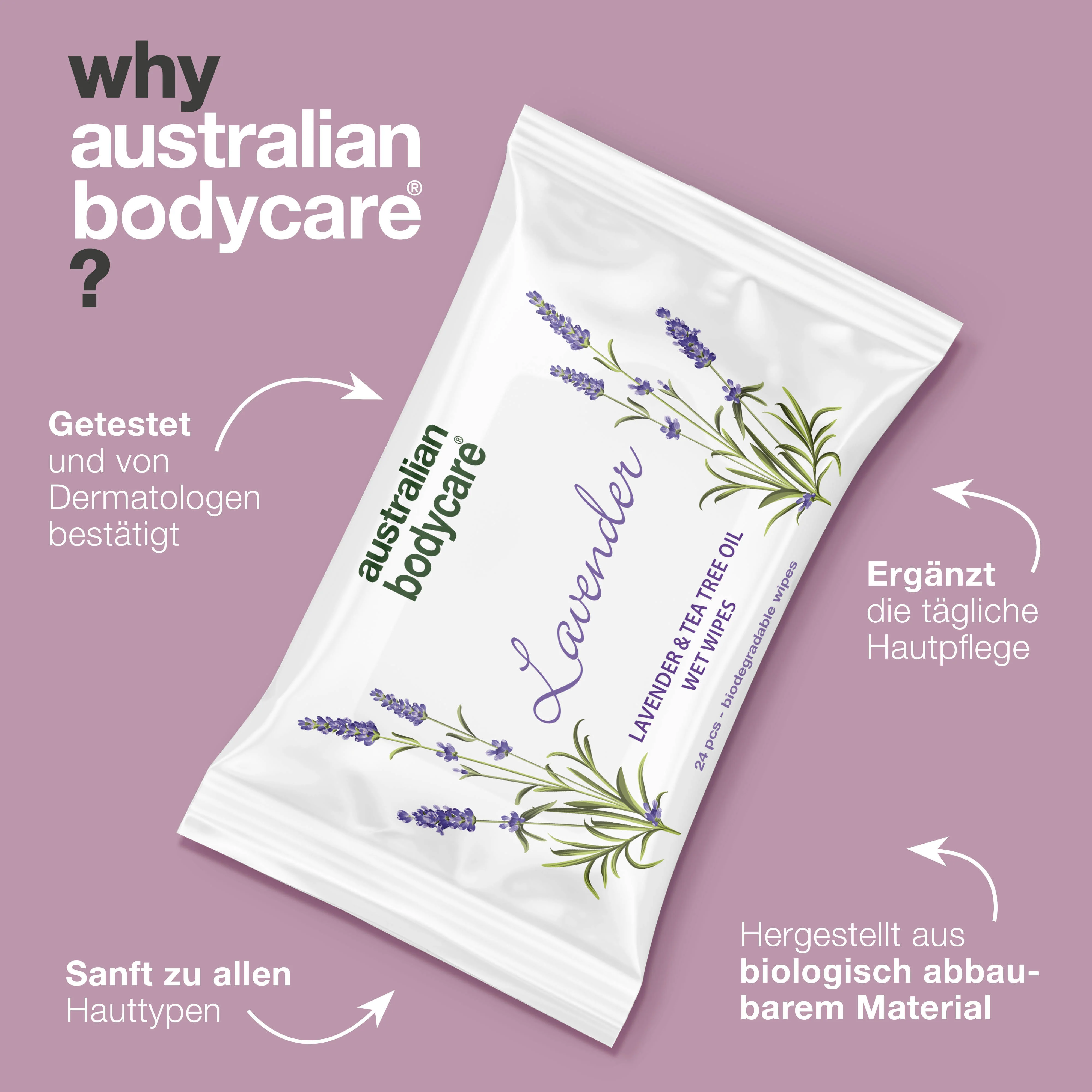 Erfrischende Feuchttücher mit Lavendel & Teebaumöl 24 Stück — Als Erfrischung zwischendurch - Image 4
