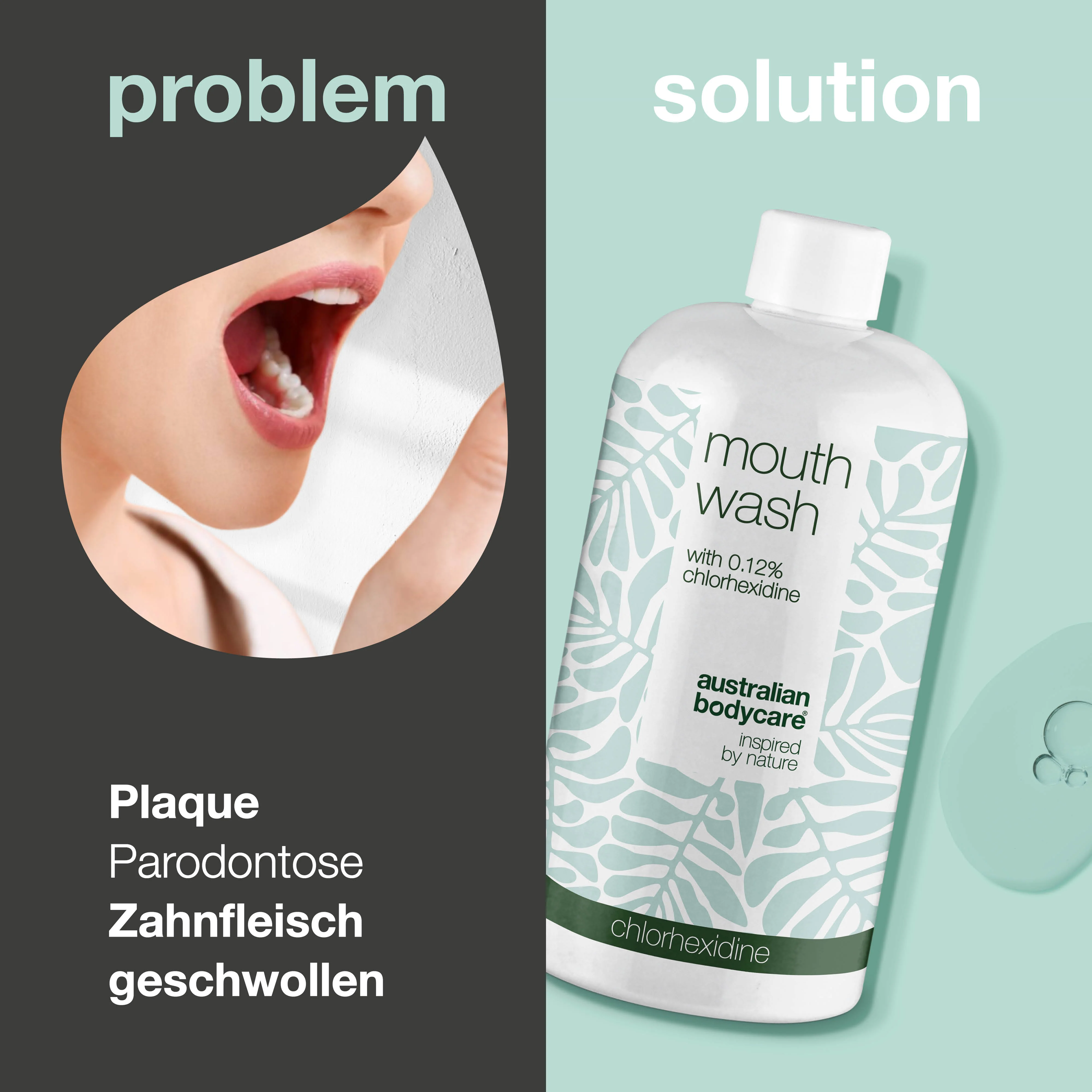 Chlorhexidin Mundspülung 0,12% mit Teebaumöl — Mundspülung zur täglichen Pflege bei Zahnfleischentzündungen, Parodontose und Mundgeruch - Image 2
