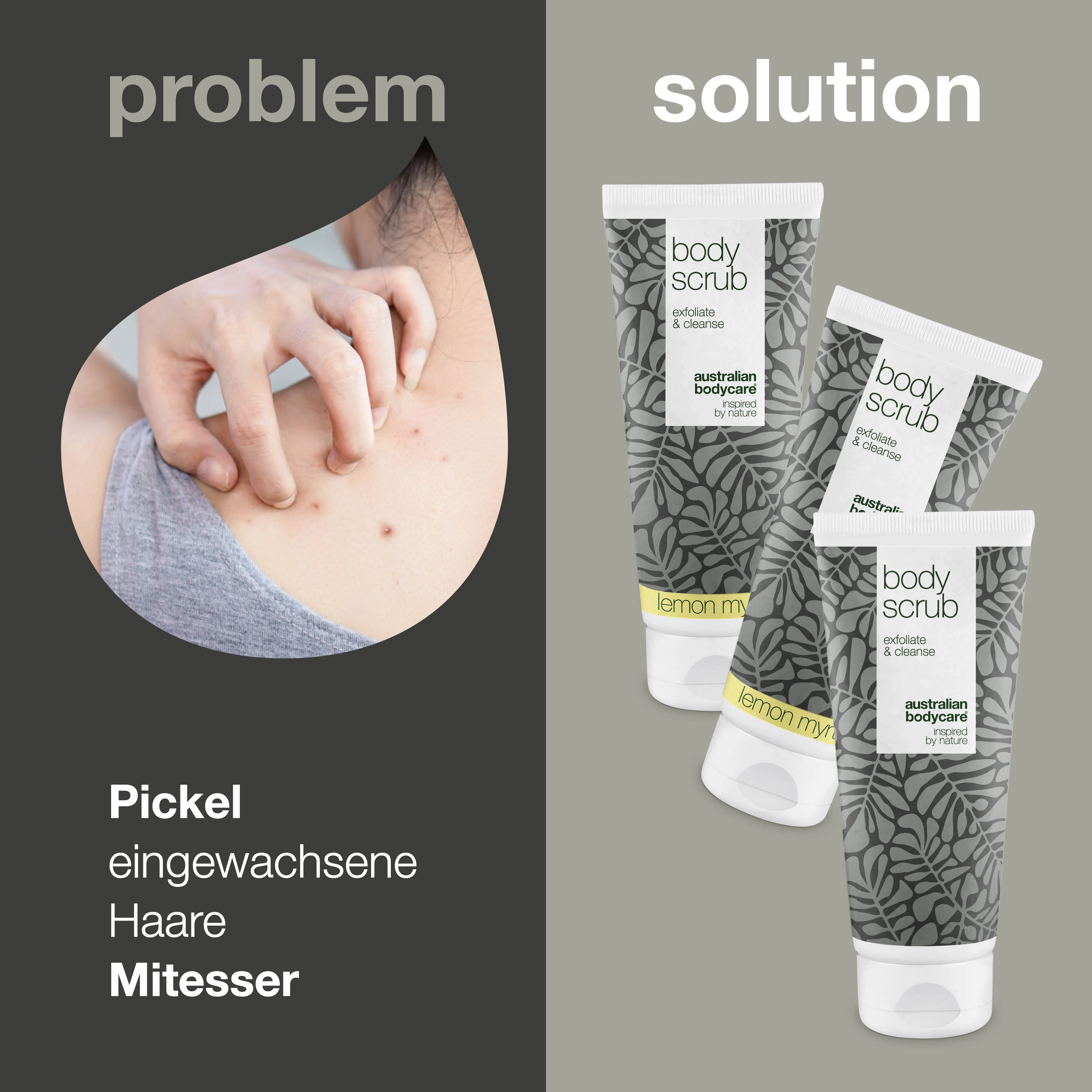 3 für 2 Körperpeeling - Paketangebot — Set mit 3 Körperpeelings (200 ml): 2x Zitronenmyrte & 1x Teebaumöl - Image 2