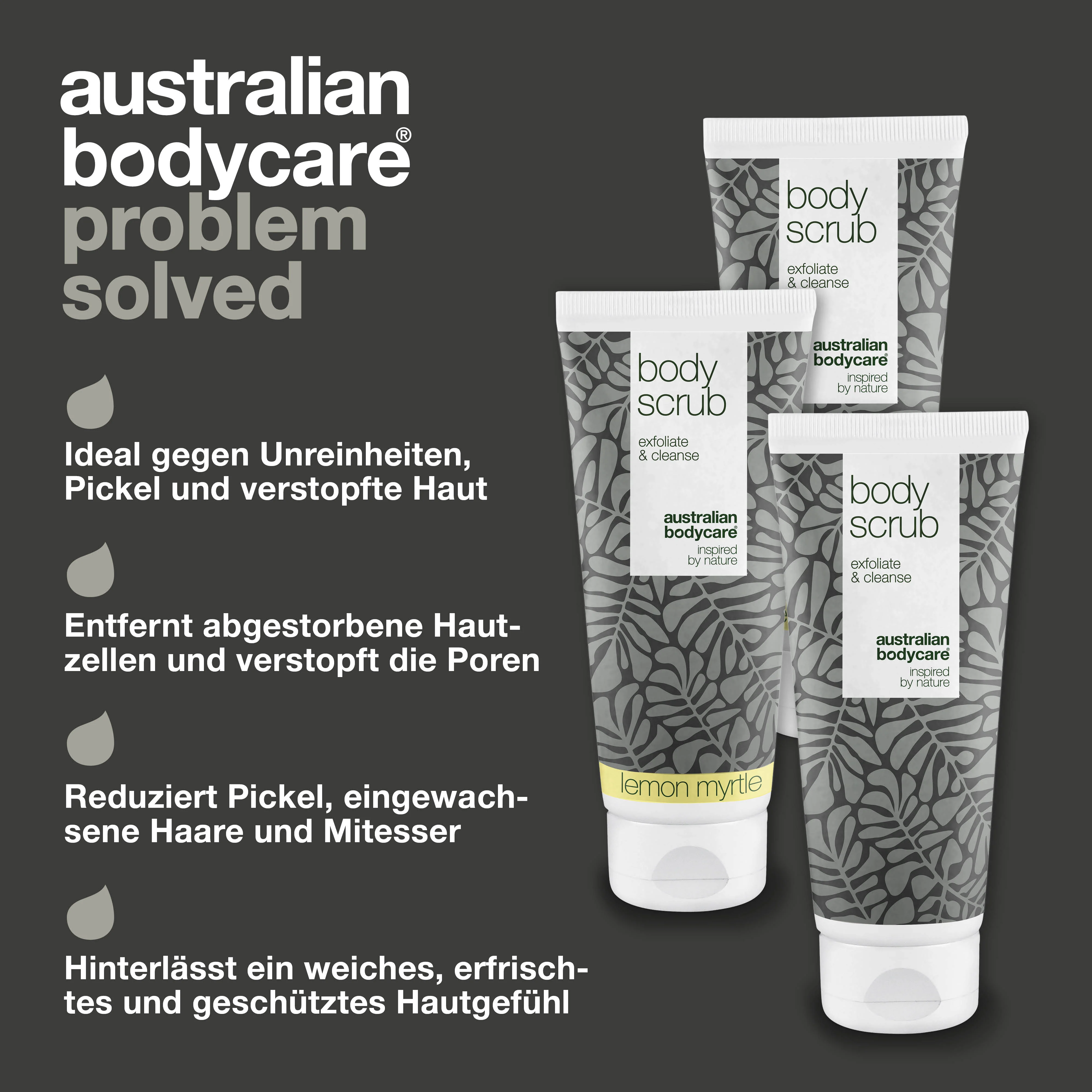 3 für 2 Körperpeeling - Paketangebot — Set mit 3 Körperpeelings (200 ml): 2x Zitronenmyrte & 1x Teebaumöl - Image 3