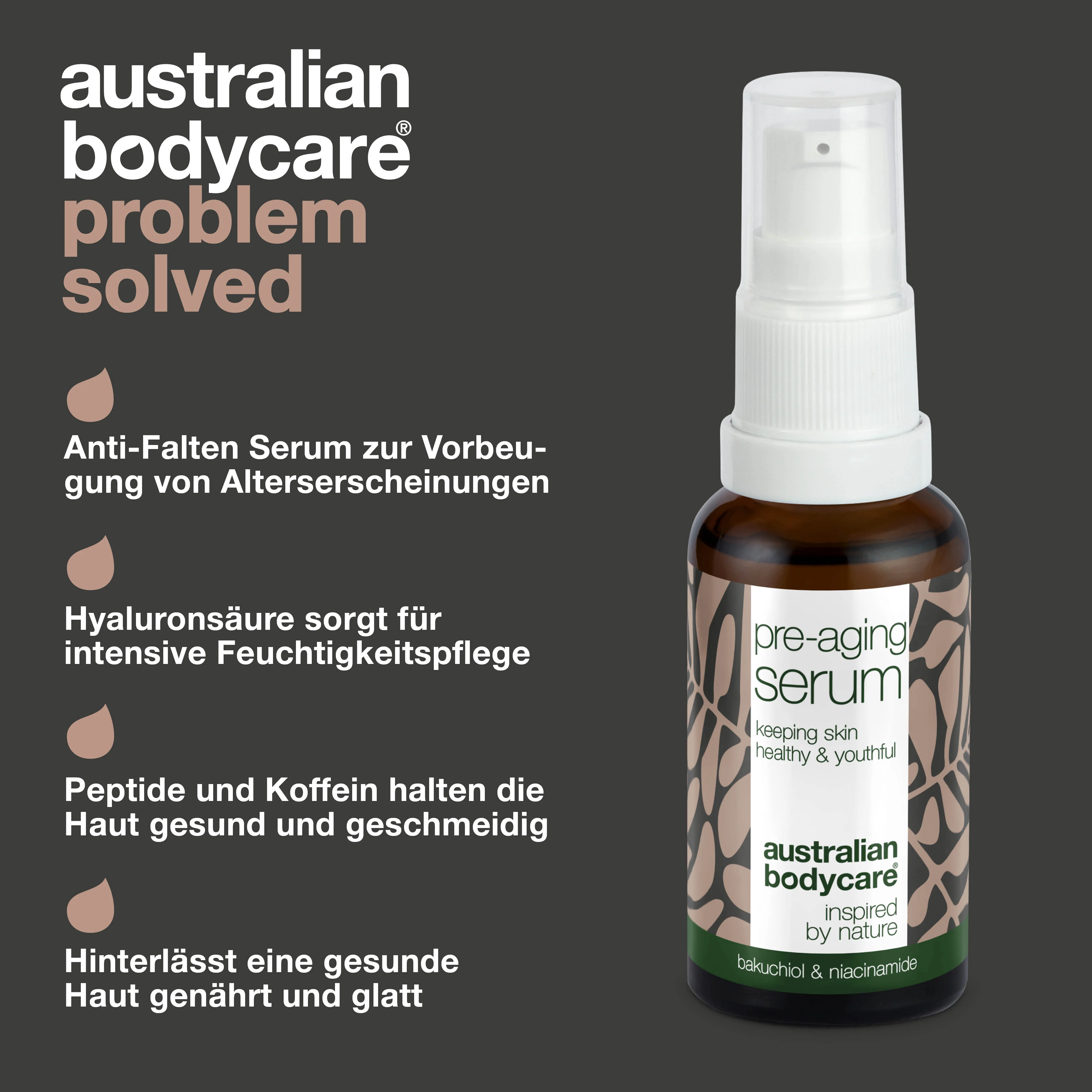 Pre-aging Serum – Beugt Falten und feine Linien vor — Pre-aging Serum bekämpft Zeichen der Hautalterung mit Peptiden, Koffein und Hyaluronsäure. Strafft die Haut, glättet Linien & spendet Feuchtigkeit - Image 3