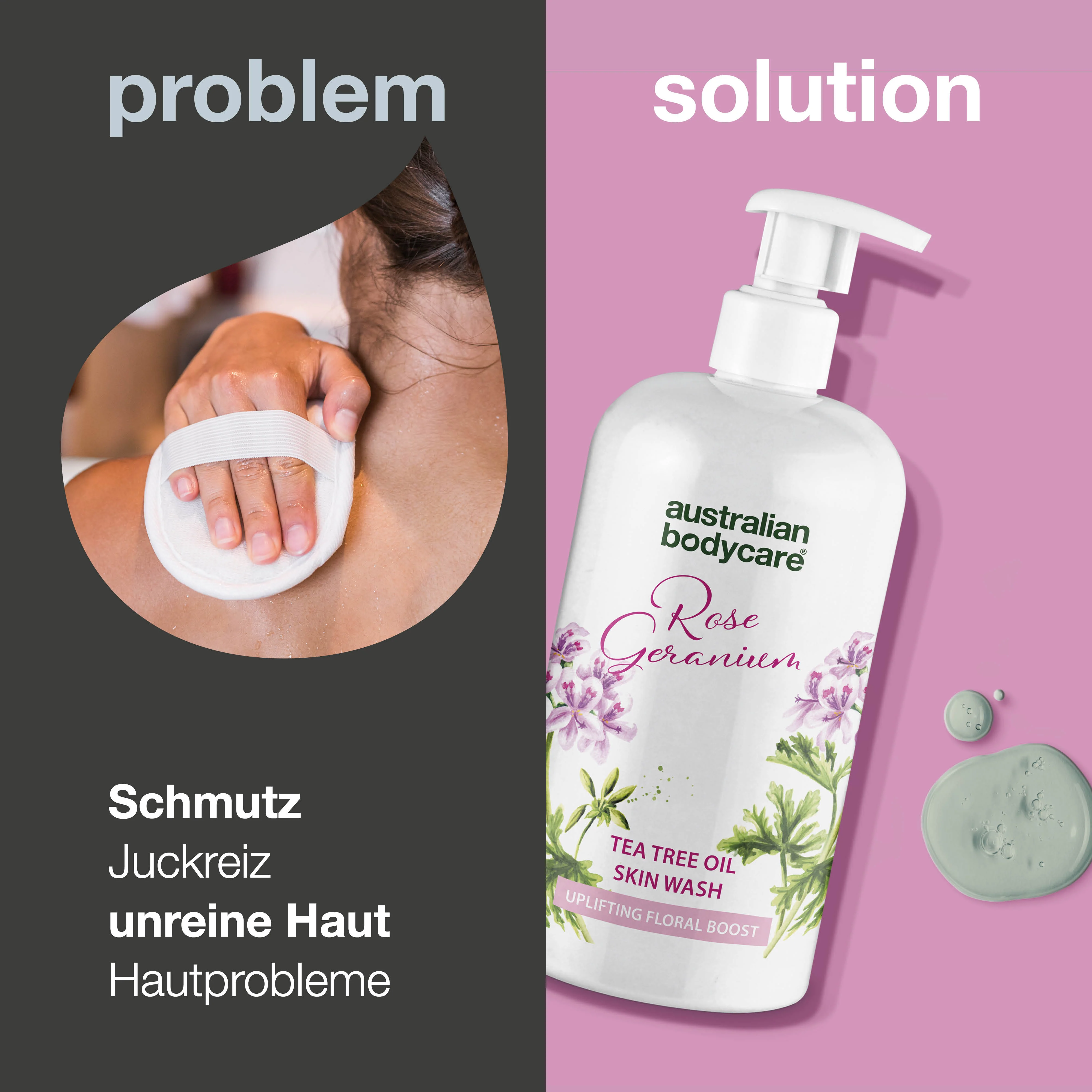 Professionelle Rose Geranium Skin Wash — Professionellen Duschgel mit Teebaumöl und Rose Geranium - Image 2