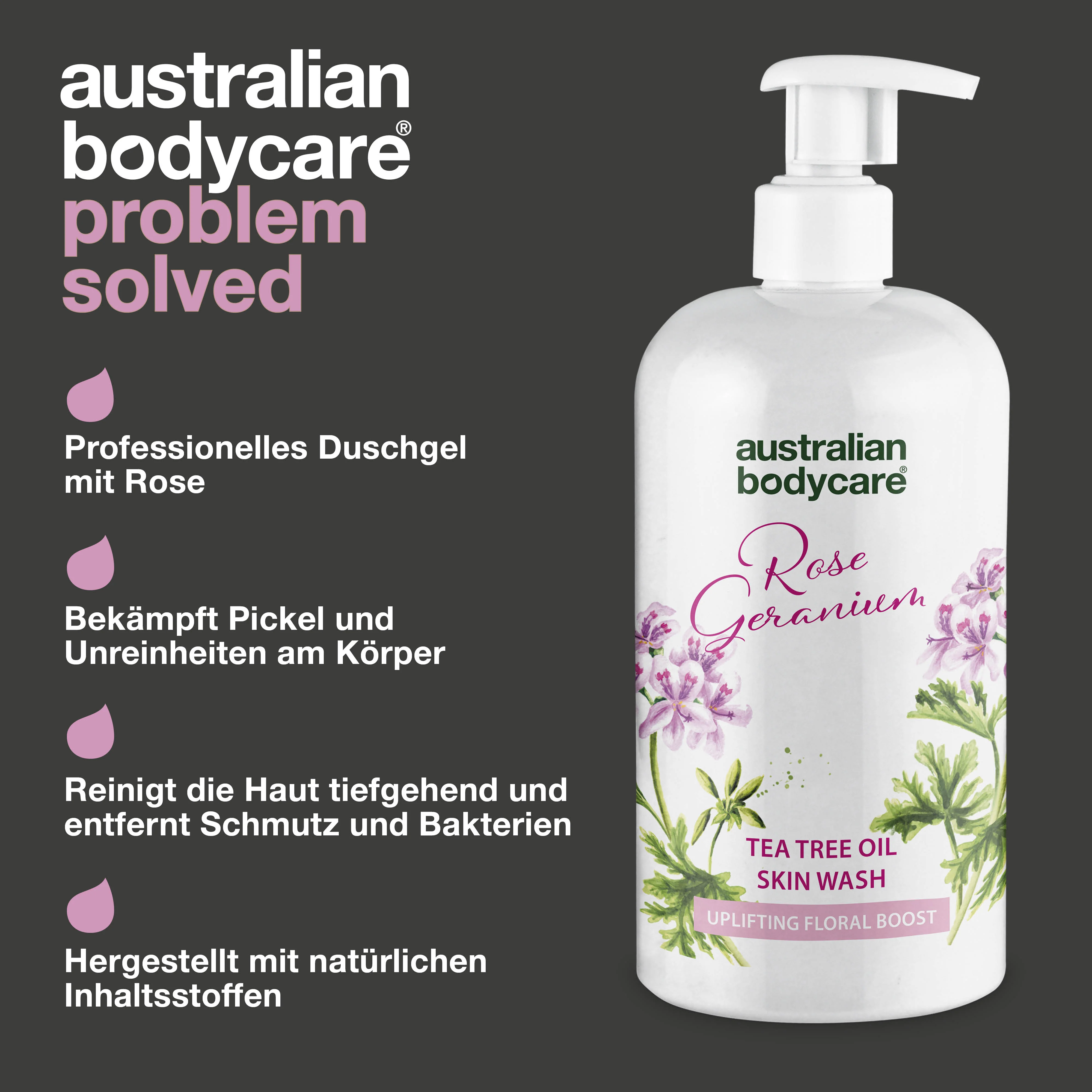 Professionelle Rose Geranium Skin Wash — Professionellen Duschgel mit Teebaumöl und Rose Geranium - Image 3