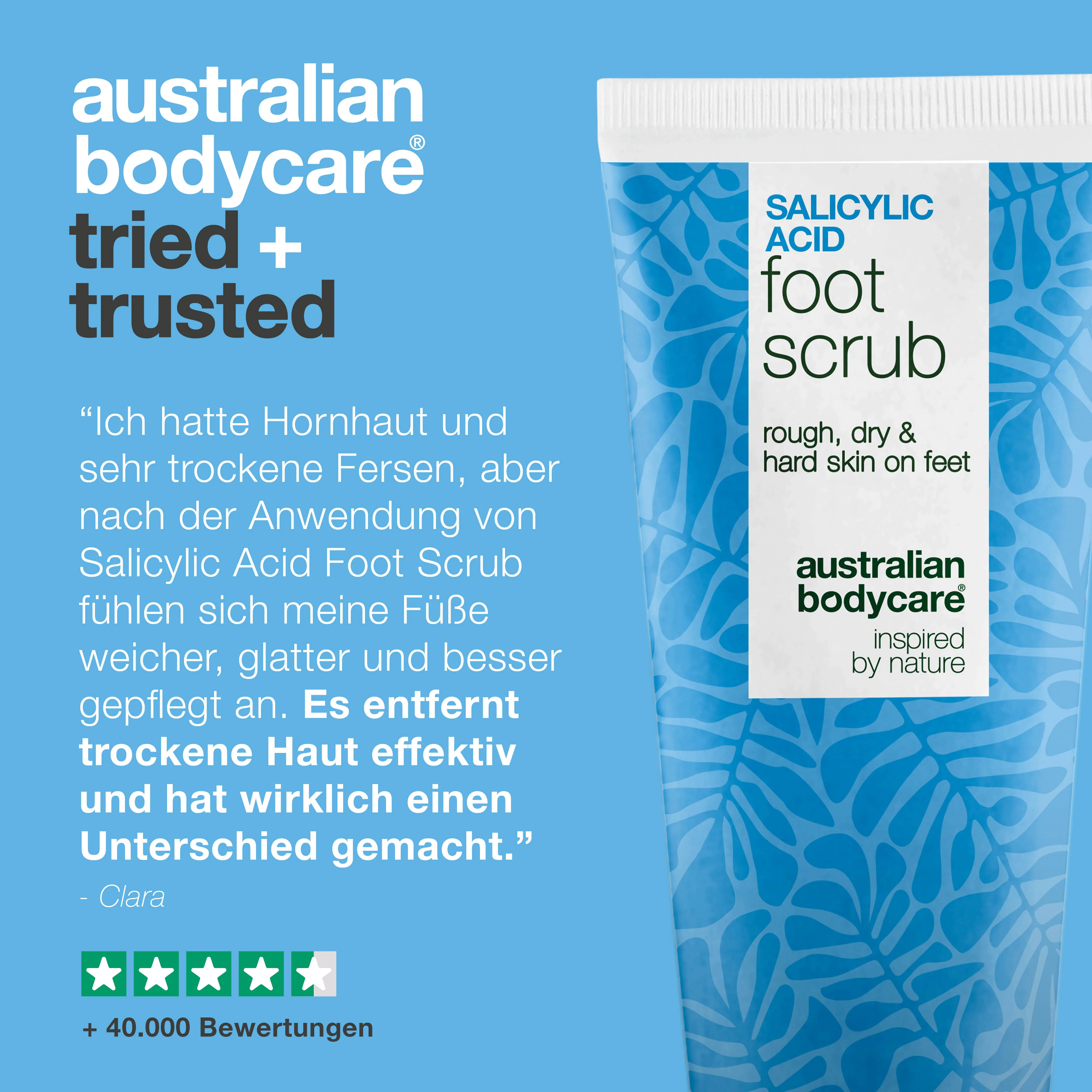 Fußpeeling mit Salicylsäure – gegen Hornhaut und trockene Haut — Salicylsäure Fußpeeling gegen raue, rissige Haut. Löst abgestorbene Zellen, pflegt und hinterlässt glatte, gepflegte Füße. - Image 5