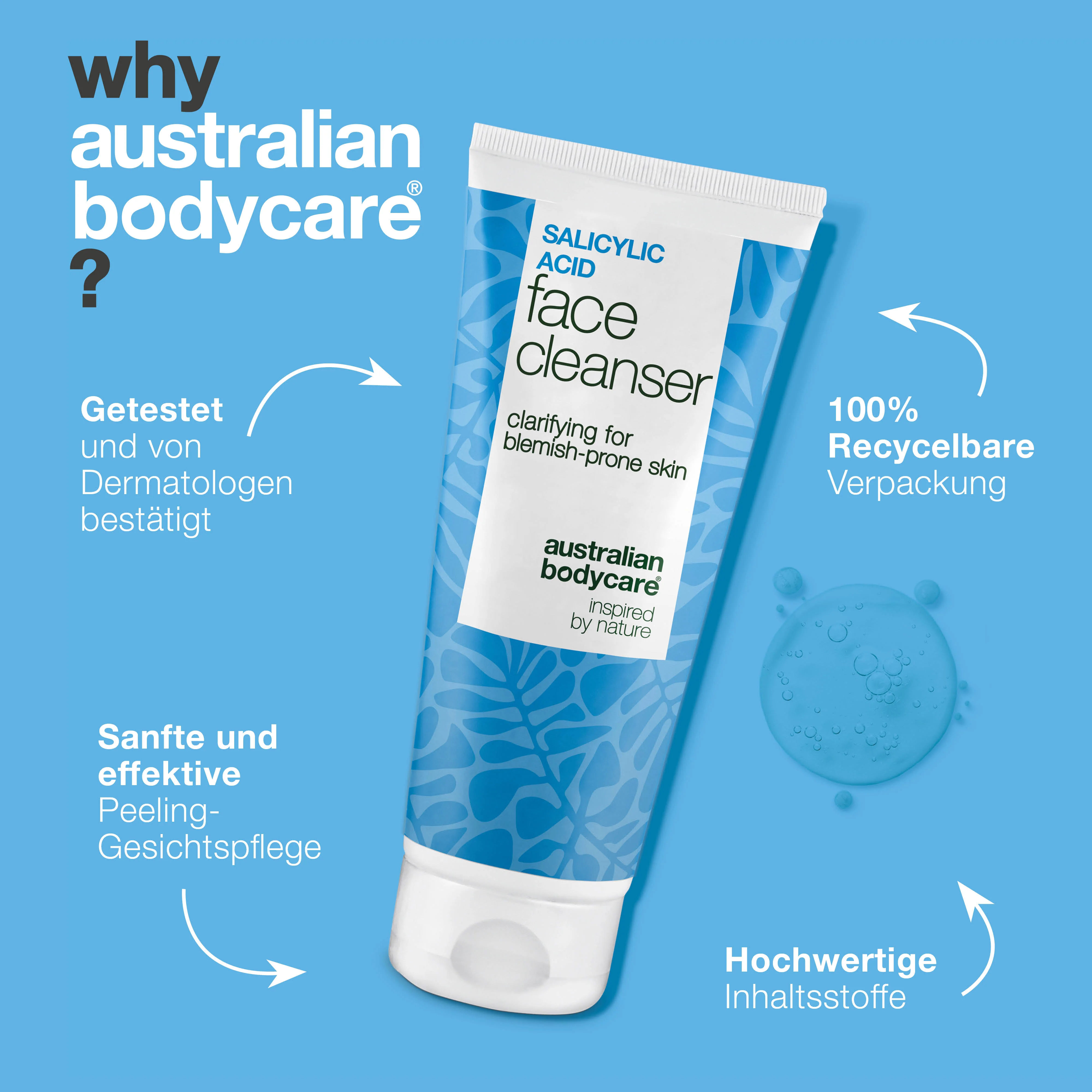 Salicylsäure-Gesichtsreinigung für fettige Haut — Salicylsäure-Cleanser/Reinigungsgel reduziert Mitesser, reguliert Talg und hinterlässt frische, reine Haut. Enthält Salicylsäure. - Image 4
