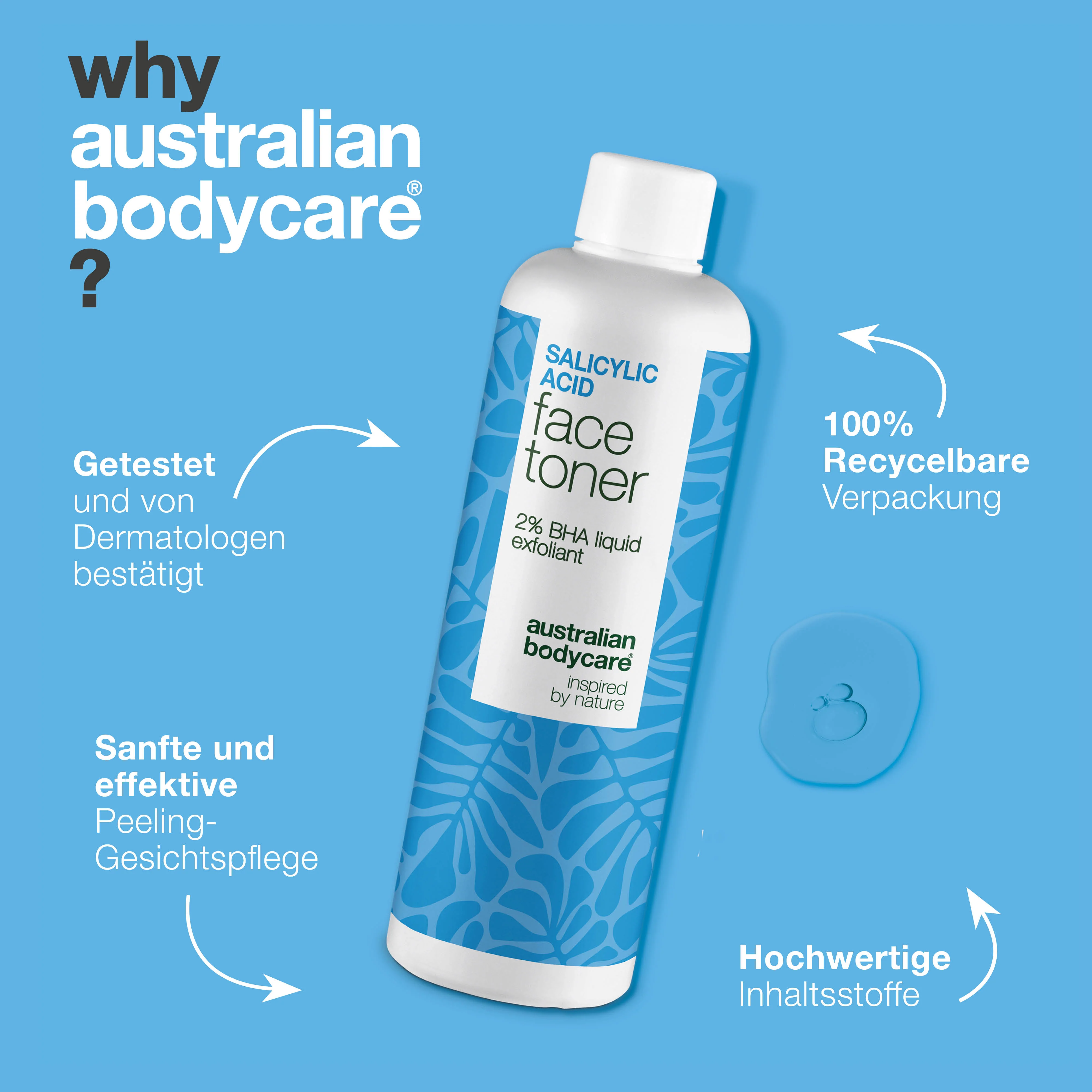 Salicylsäure-Toner gegen Pickel und große Poren — 2-in-1 Synergie: Porenreinigung & glatte Haut. AHA + BHA in einem Produkt! - Image 4