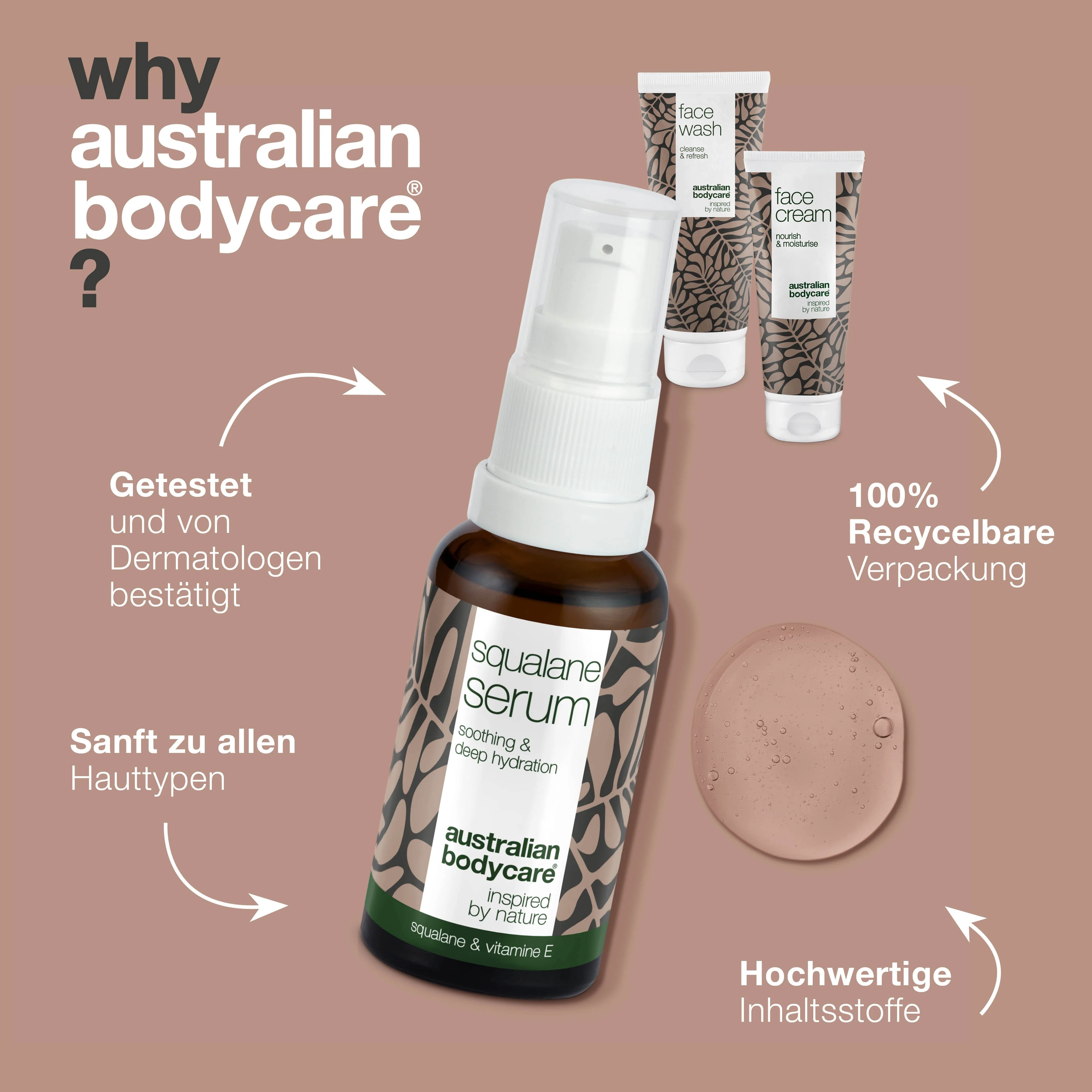 Set für juckende und sehr trockene Haut im Gesicht — 3 Feuchtigkeit spendende Produkte: Gesichtsreinigung, Squalan Serum und Creme - Image 4