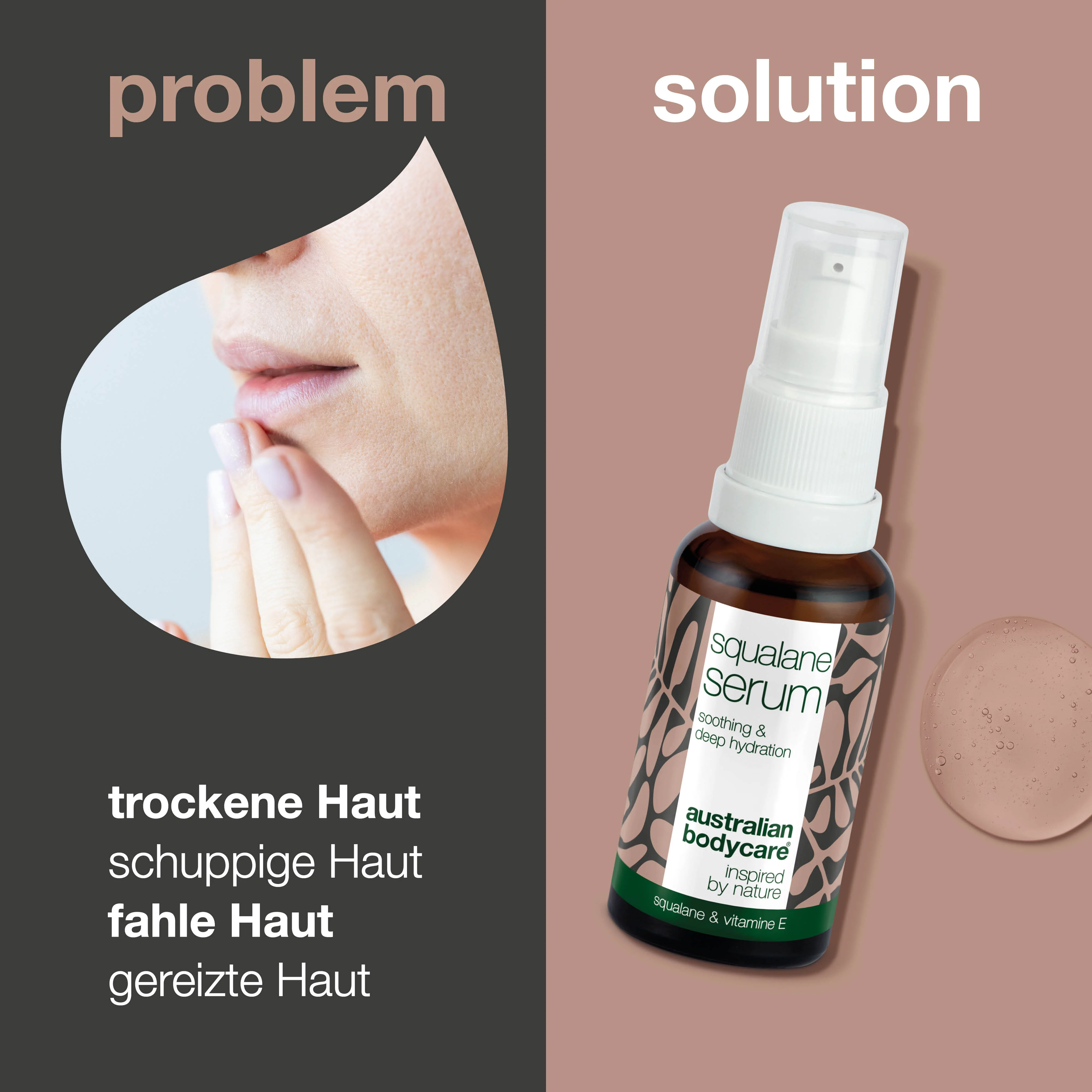 Feuchtigkeitsspendendes Gesichtsserum mit Squalan & Vitamin E — Squalan & Vitamin E spenden trockener Haut Feuchtigkeit. Leichtes, nicht fettendes Serum für weiche, geschmeidige Haut. - Image 2