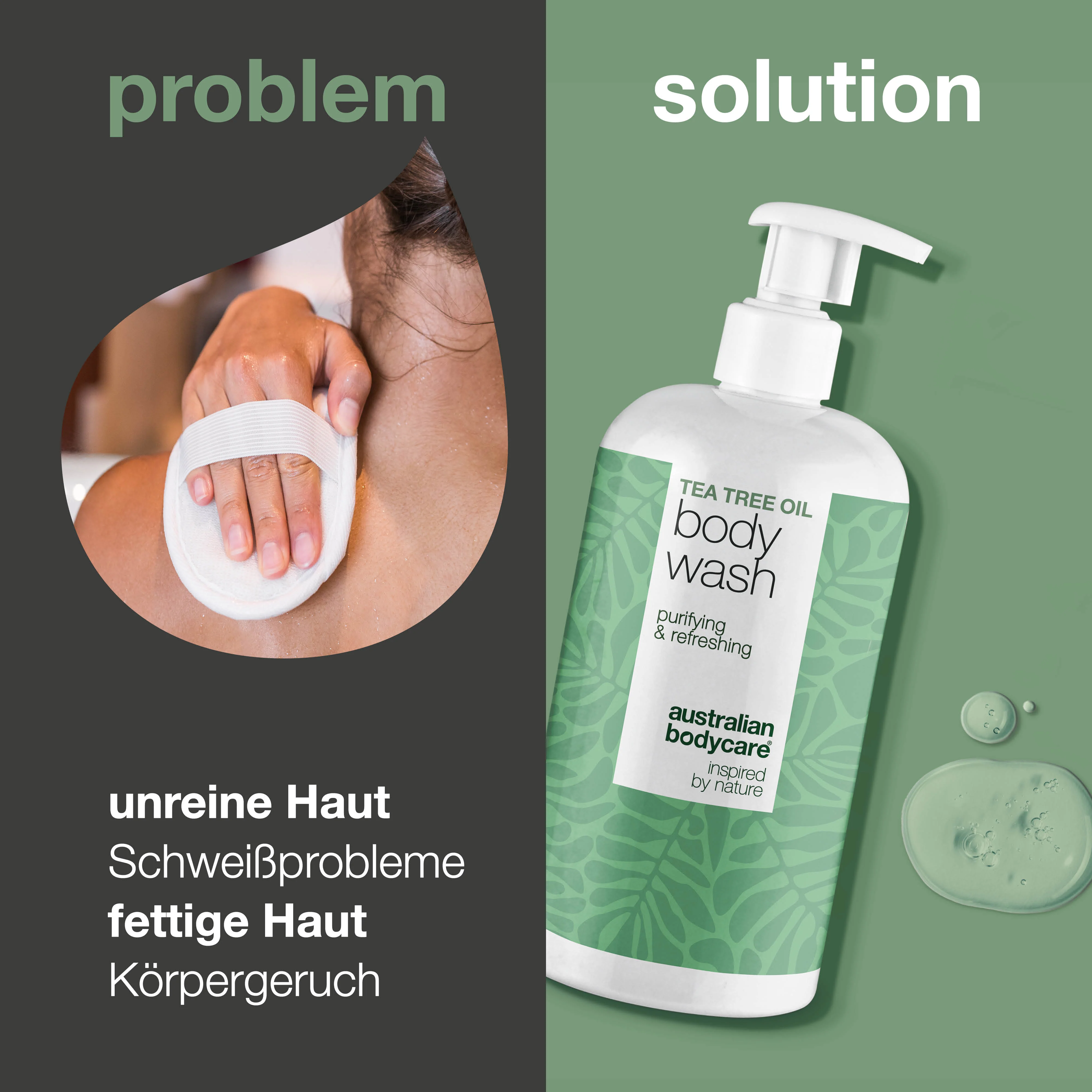 Tea Tree Body Wash bei Pickeln, Fettglanz und Körpergeruch — Teebaumöl Duschgel gegen Hautunreinheiten und Geruch. Mit Tea Tree Oil, Zinc PCA und sanfter Coco-Betaine. - Image 2