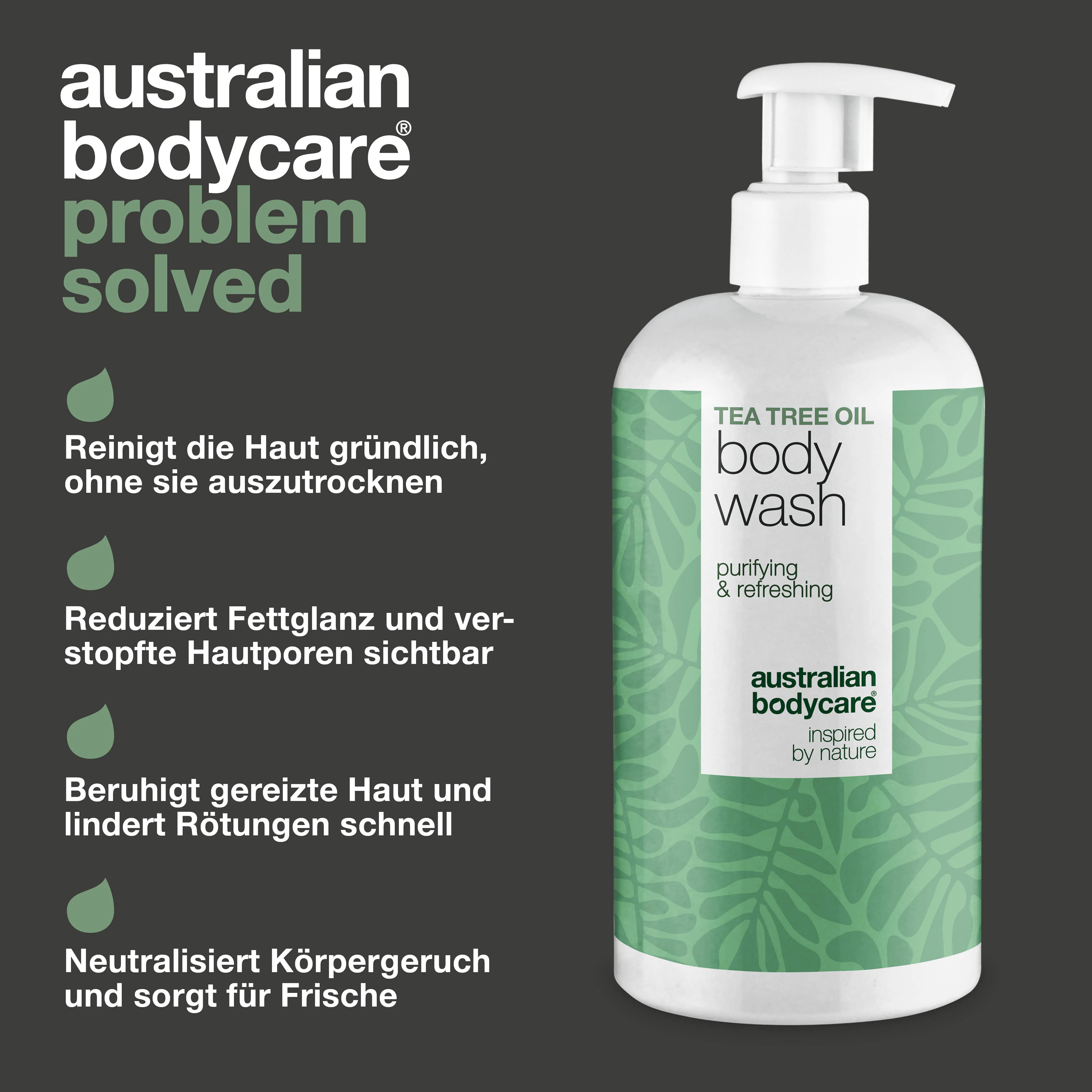 Tea Tree Body Wash bei Pickeln, Fettglanz und Körpergeruch — Teebaumöl Duschgel gegen Hautunreinheiten und Geruch. Mit Tea Tree Oil, Zinc PCA und sanfter Coco-Betaine. - Image 3