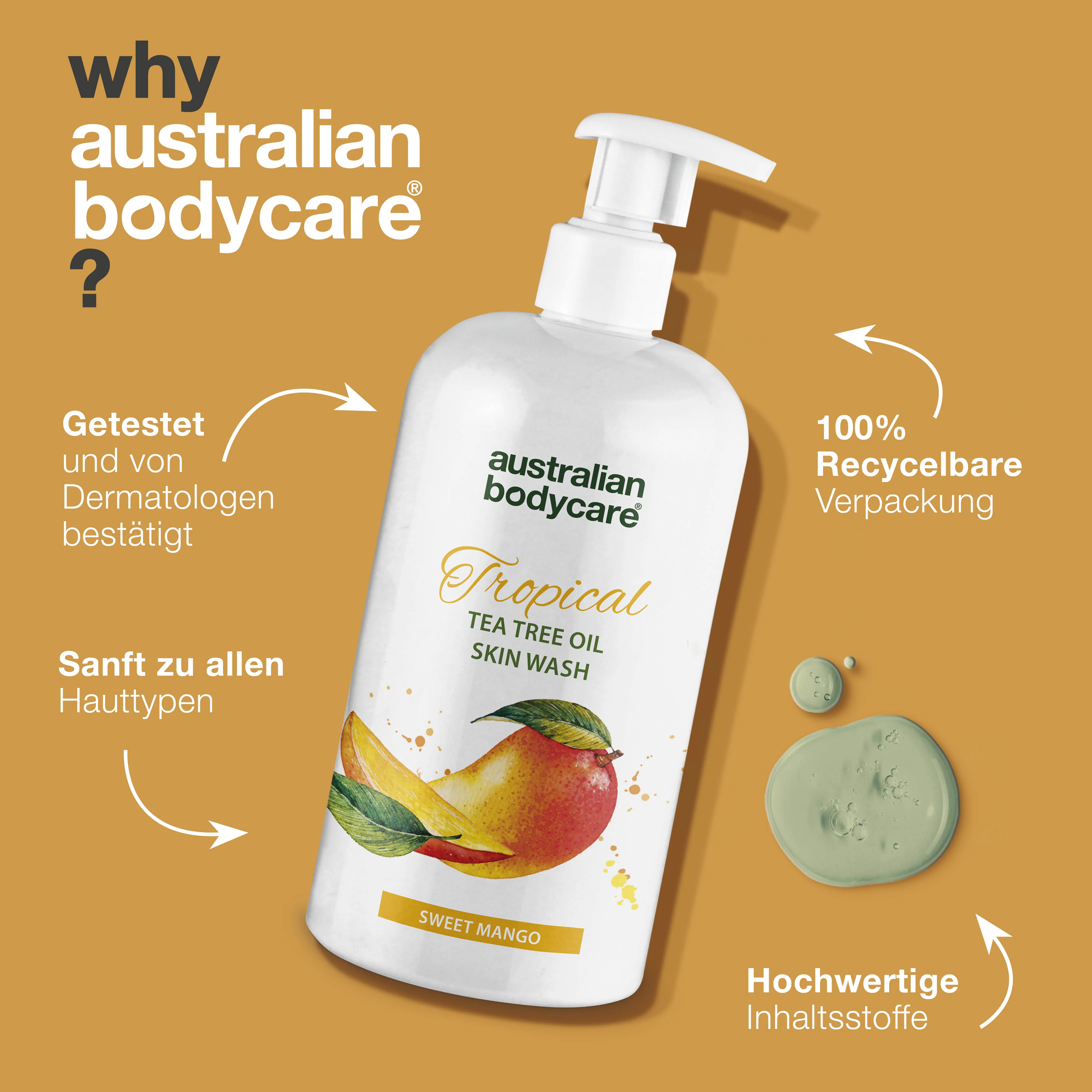 Tropical Skin Wash mit Mango — Duschgel mit Teebaumöl und Mango für eine saubere und gesunde Haut - Image 4