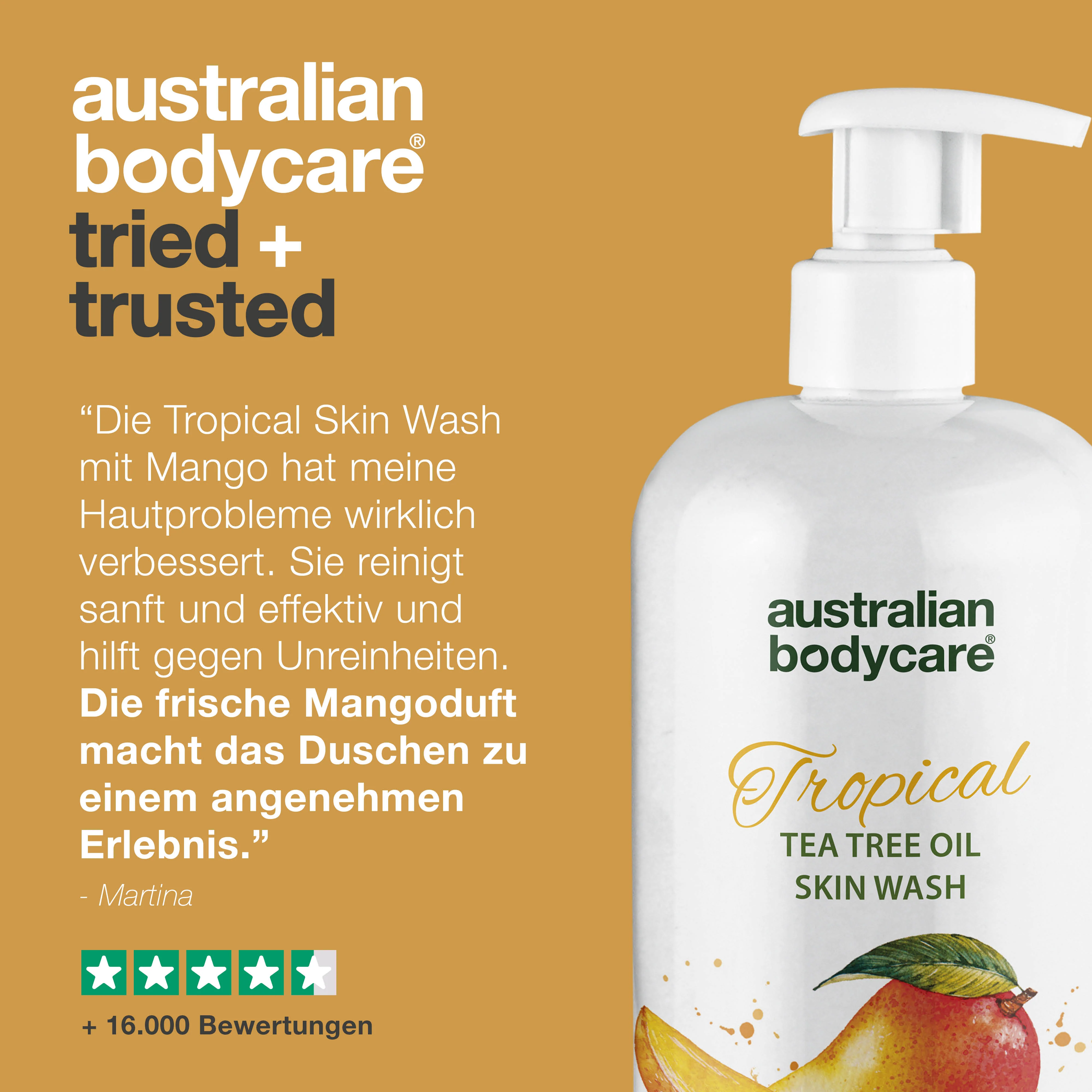 Tropical Skin Wash mit Mango — Duschgel mit Teebaumöl und Mango für eine saubere und gesunde Haut - Image 5