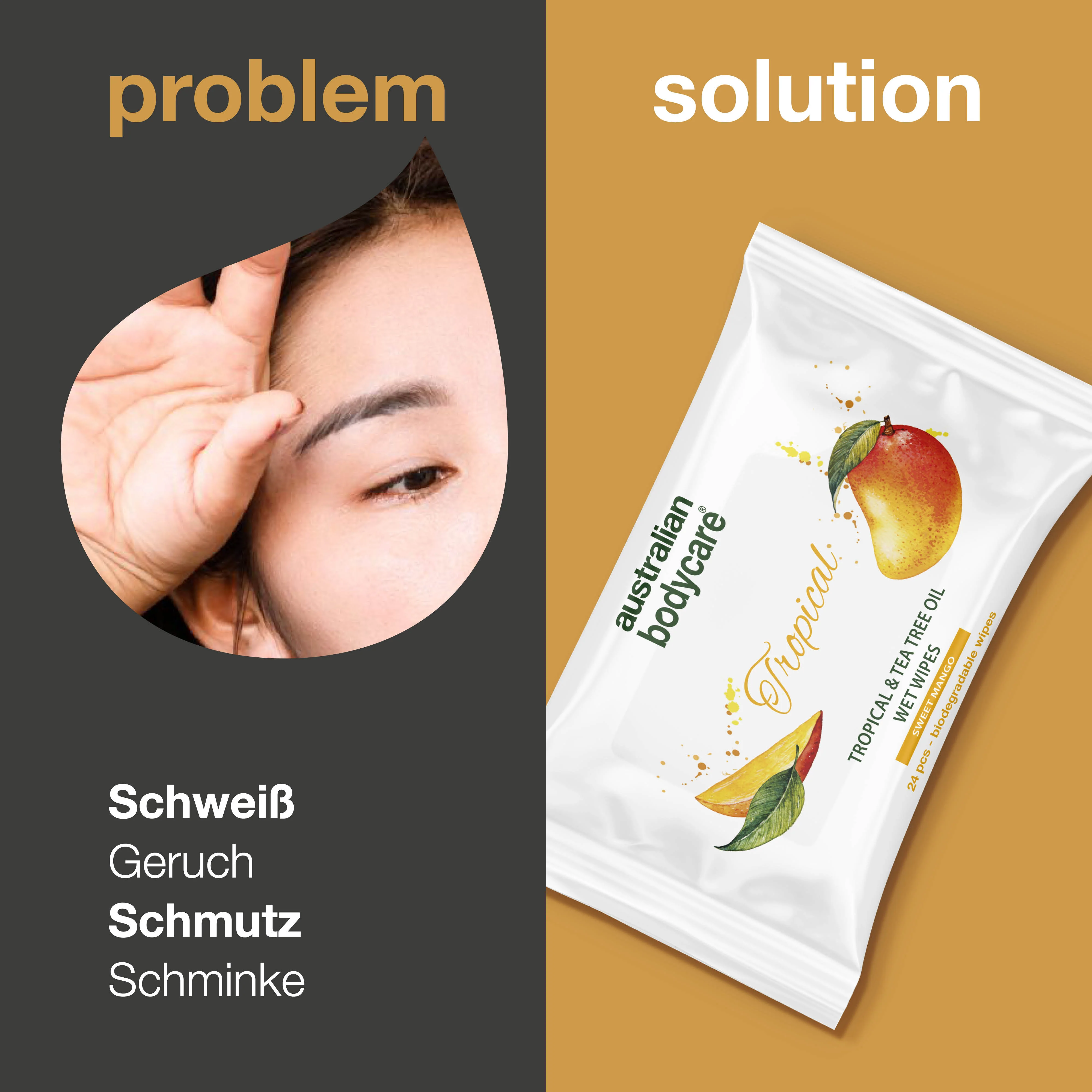Feuchttücher mit Mangoduft & Teebaumöl 24 Stück — Zur Körper— und Gesichtsreinigung - Image 2