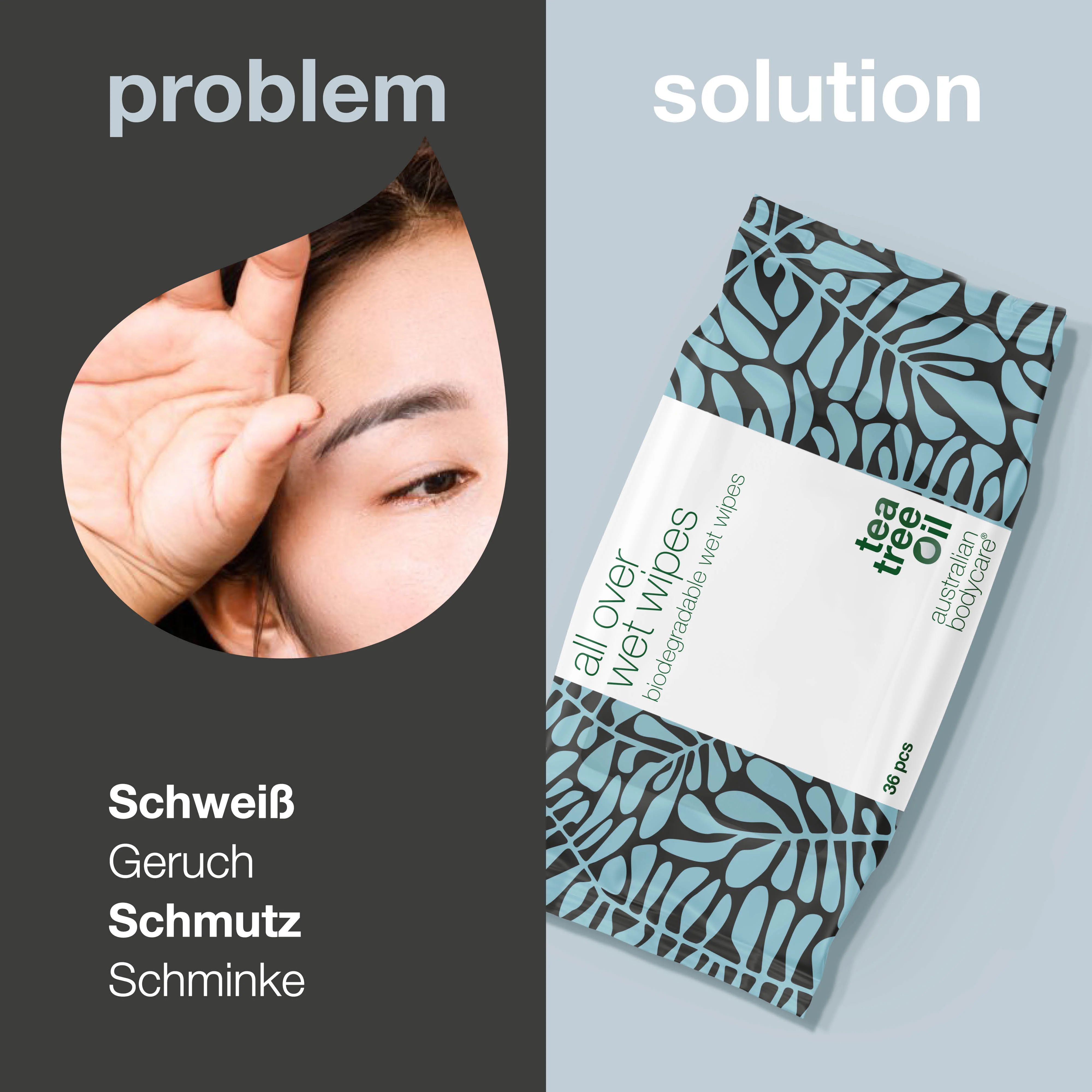 Feuchttücher mit Teebaumöl 36 Stück — Aus biologisch abbaubarem Material - Image 2
