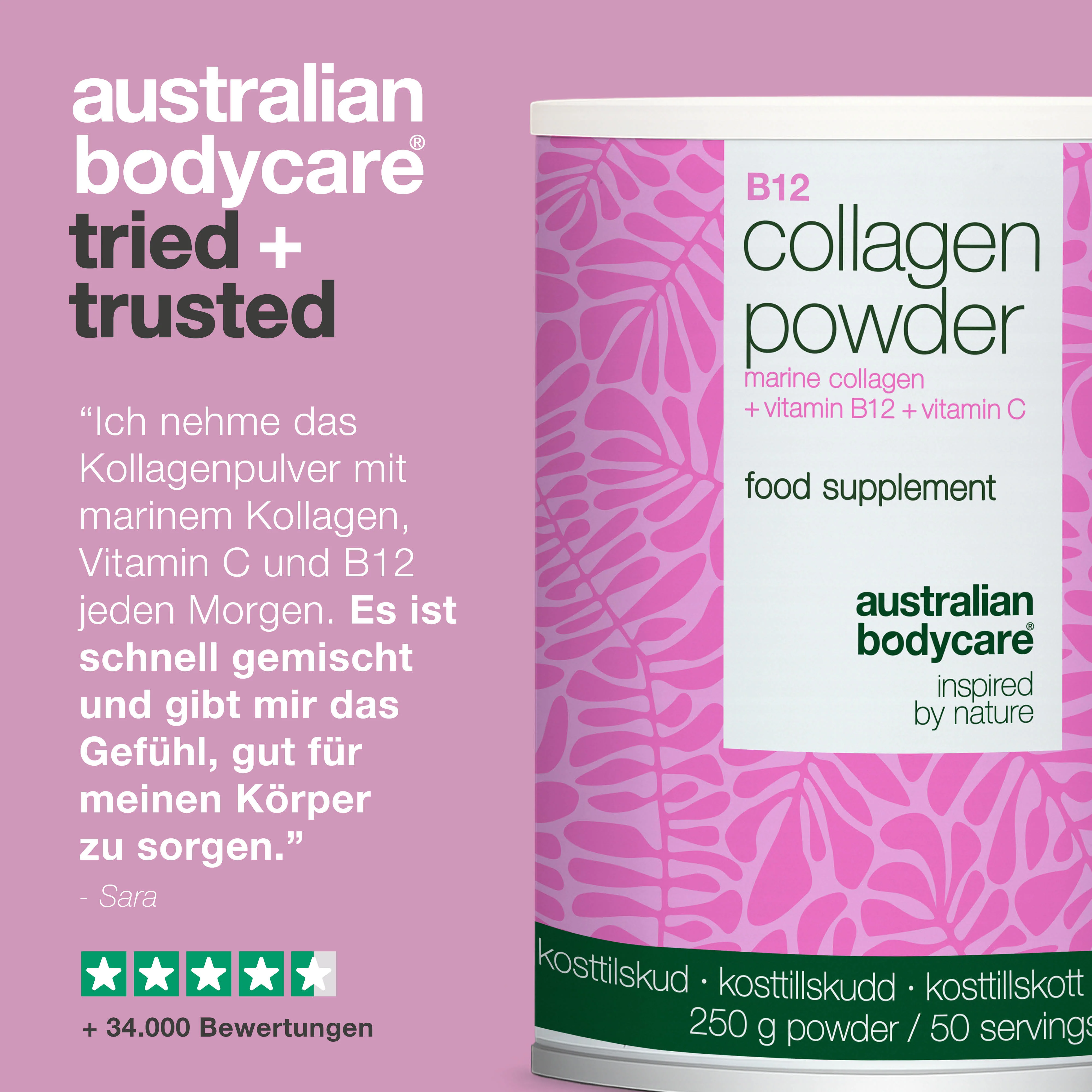 Kollagen pulver mit Vitamin C & B12 – 250g marines — Kollagen Hydrolysat für den täglichen Gebrauch in Speisen oder Getränken. Enthält marines Kollagen, Vitamin C und B12. - Image 5