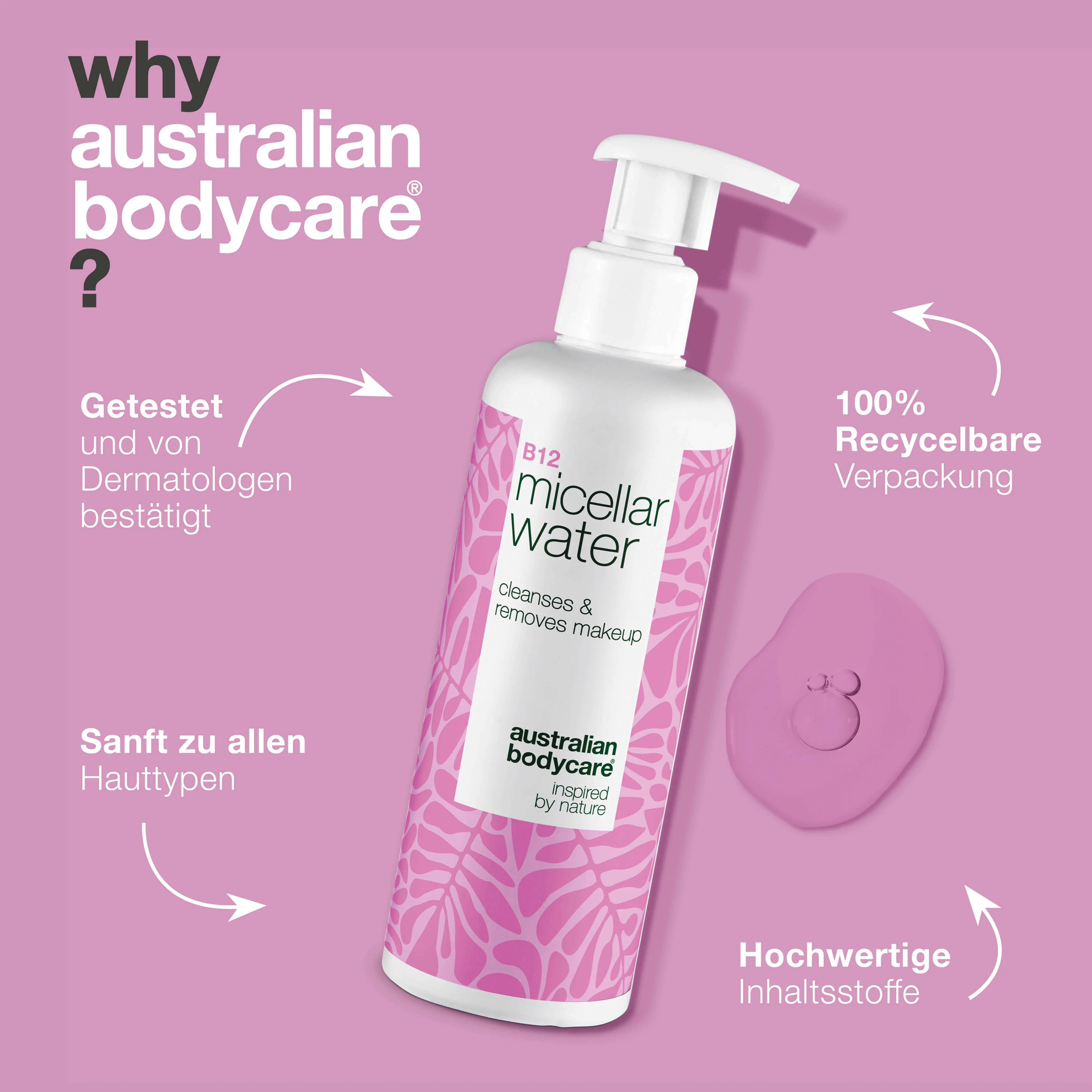 Mizellenwasser – Entfernt Make-up & beruhigt Rötungen — Mizellenwasser gegen Reizungen & Make-up. Ideal für empfindliche Haut. Mit B12, Niacinamid, Glycerin & Propandiol. - Image 4