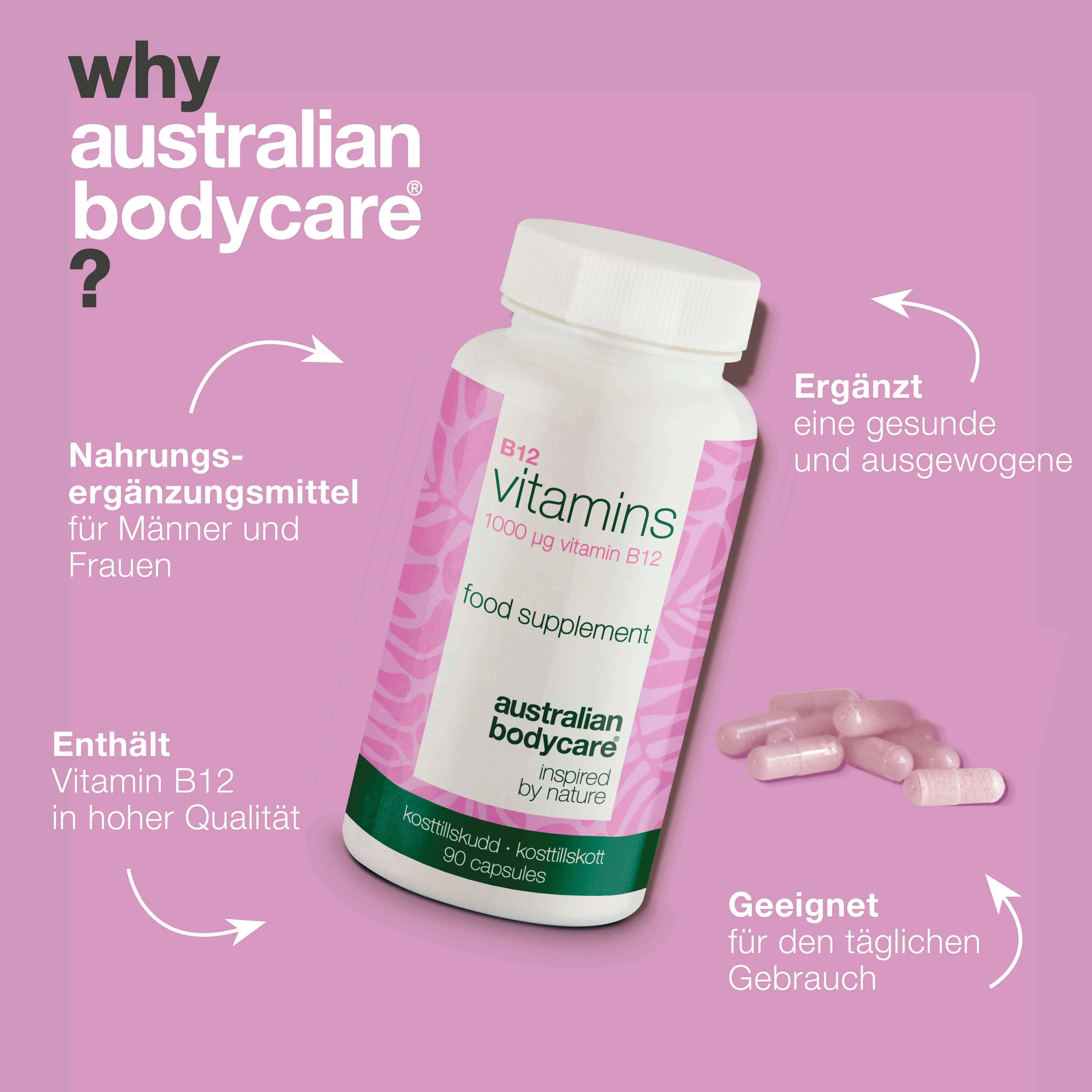 Vitamin B12 Ergänzung – 90 vegane Kapseln, 1000 µg — Hochdosiertes Vitamin B12 – 90 vegane Kapseln für 90 Tage. Tägliche Unterstützung für Energie und eine pflanzliche Ernährung. - Image 4