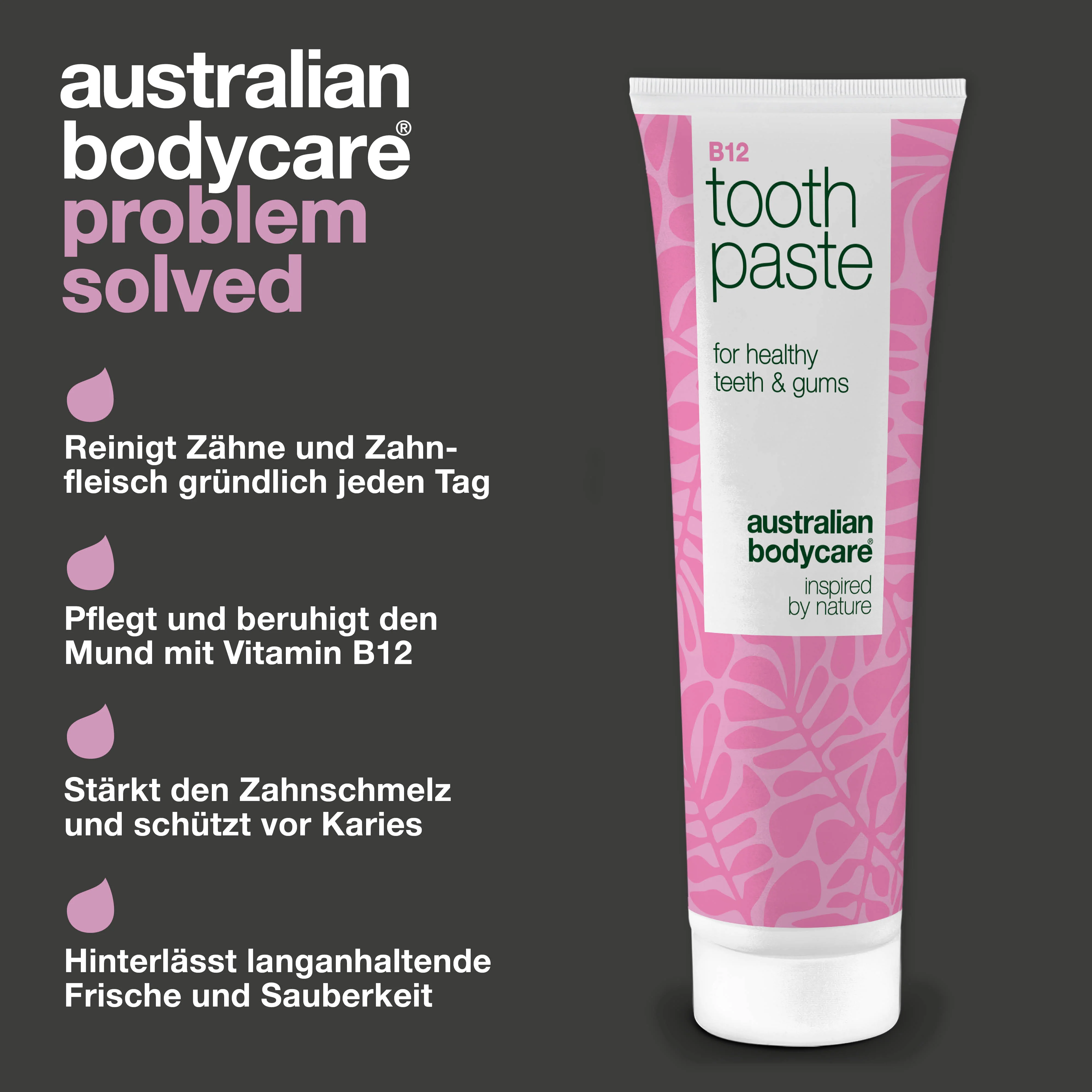 Vitamin B12 Zahnpasta – gegen Mundtrockenheit und Reizung — Vitamin B12 Zahnpasta gegen trockenen Mund und empfindliches Zahnfleisch. Mit B12, Fluorid, Zink und Pfefferminzöl. - Image 3